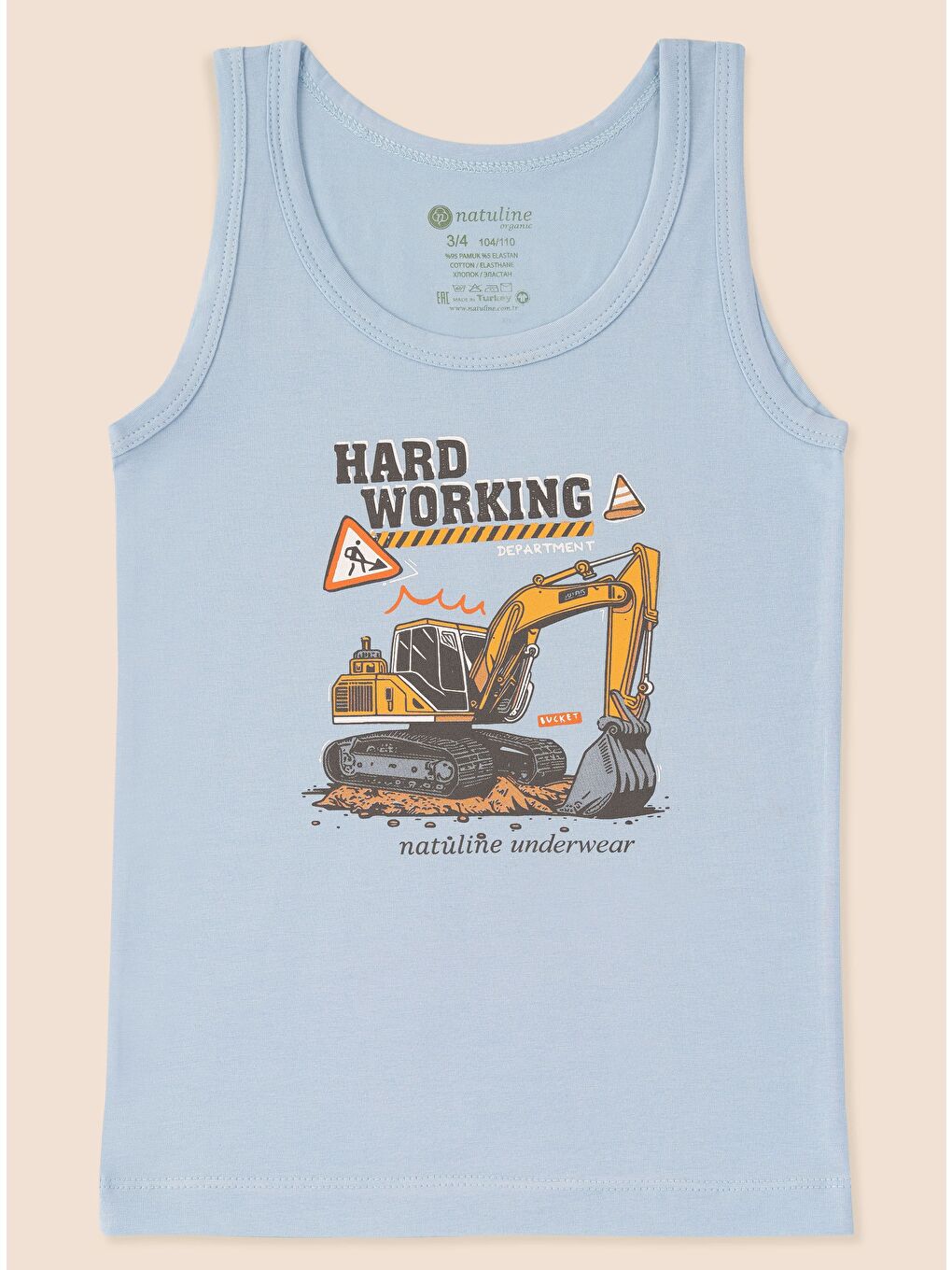 Gri Erkek Çocuk Organik Pamuklu Elastanlı Atlet Hard Working 3 lü Paket-2