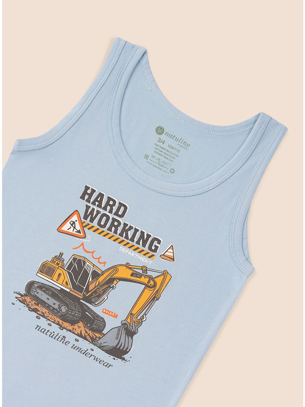 Gri Erkek Çocuk Organik Pamuklu Elastanlı Atlet Hard Working 3 lü Paket-3