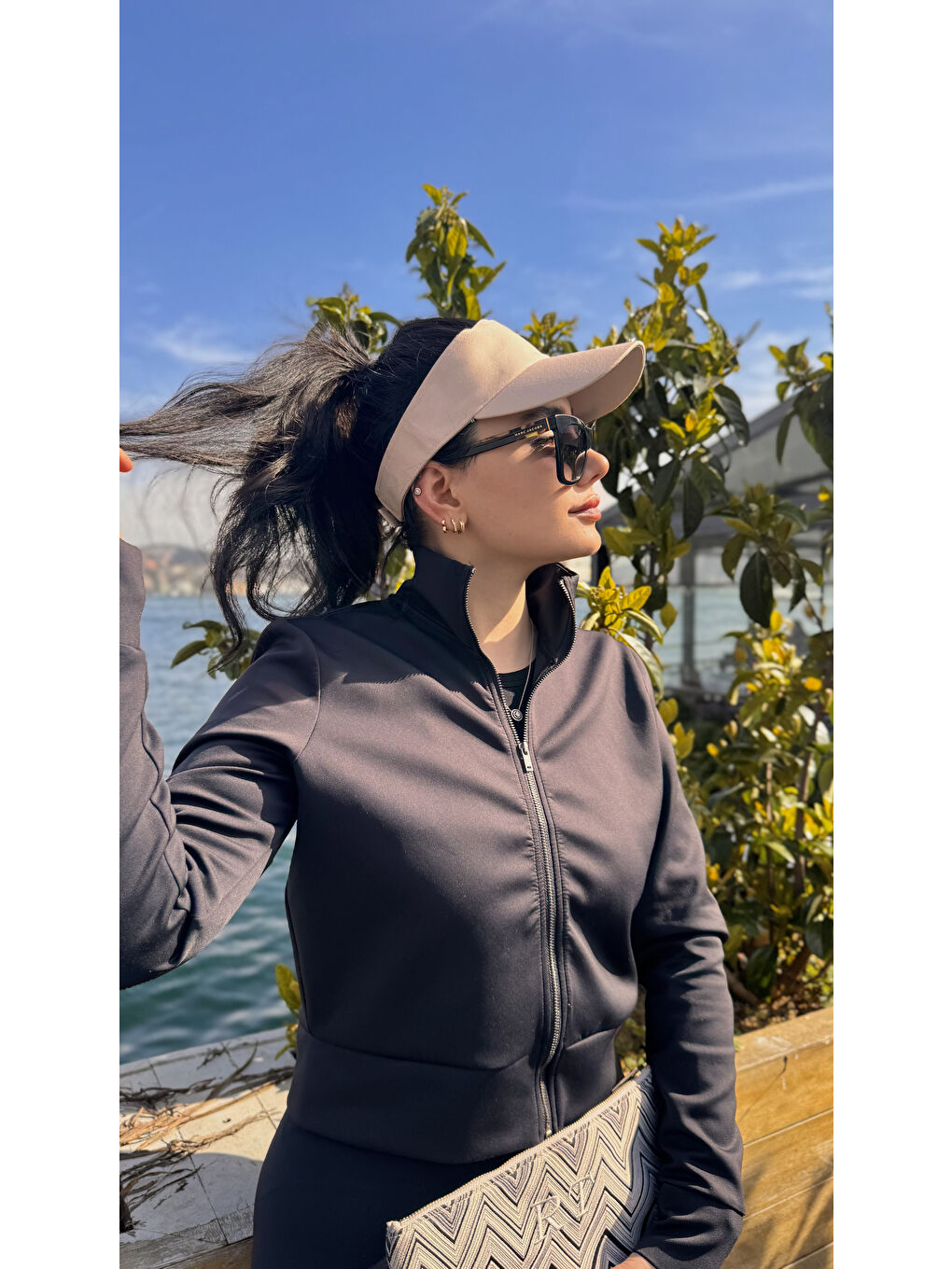 Luminos Butik Kadın Vizör - Tenisçi - Golf / Siperlik Bej Şapka Spk13 - 5