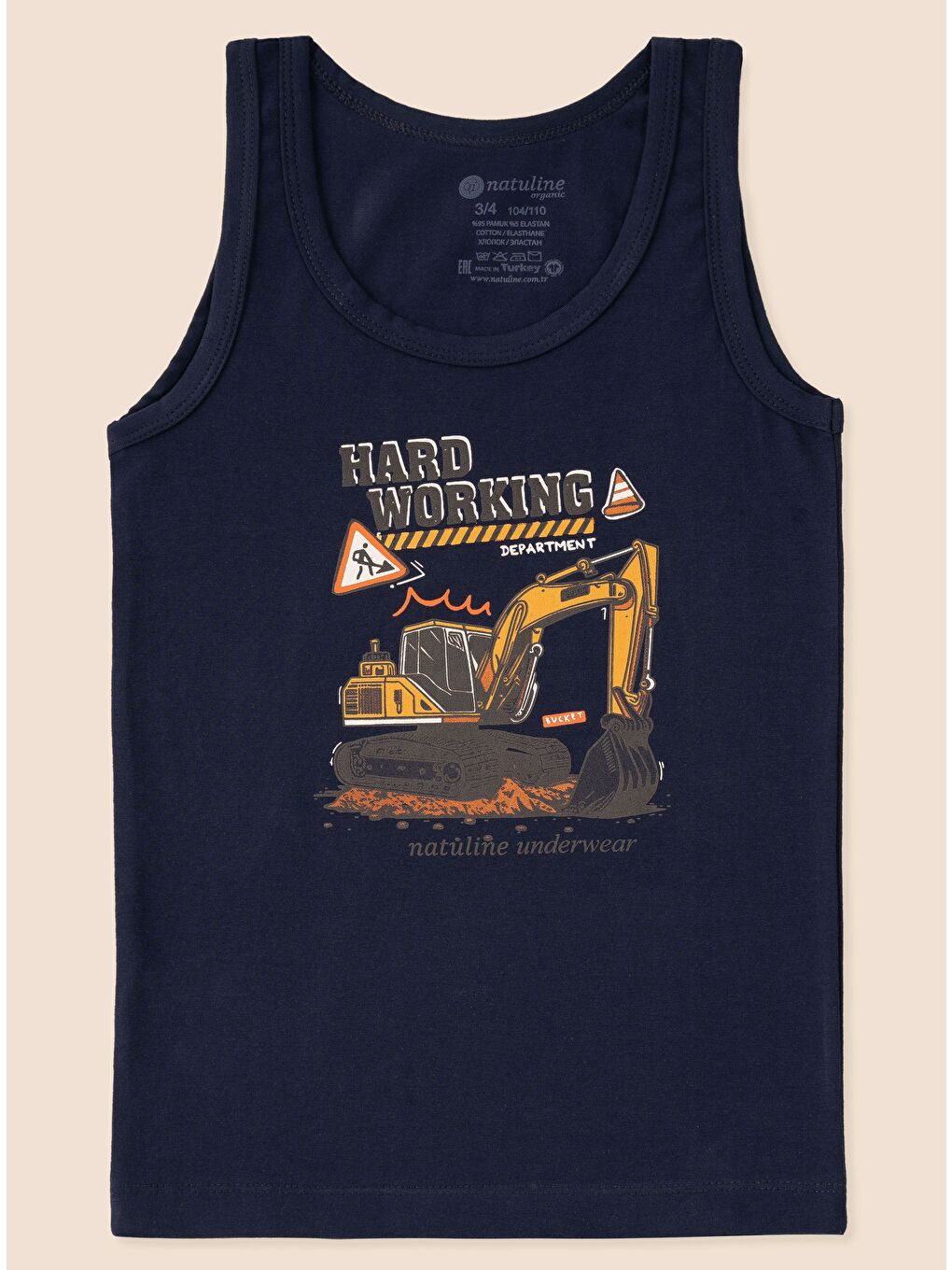 Gri Erkek Çocuk Organik Pamuklu Elastanlı Atlet Hard Working 3 lü Paket-6