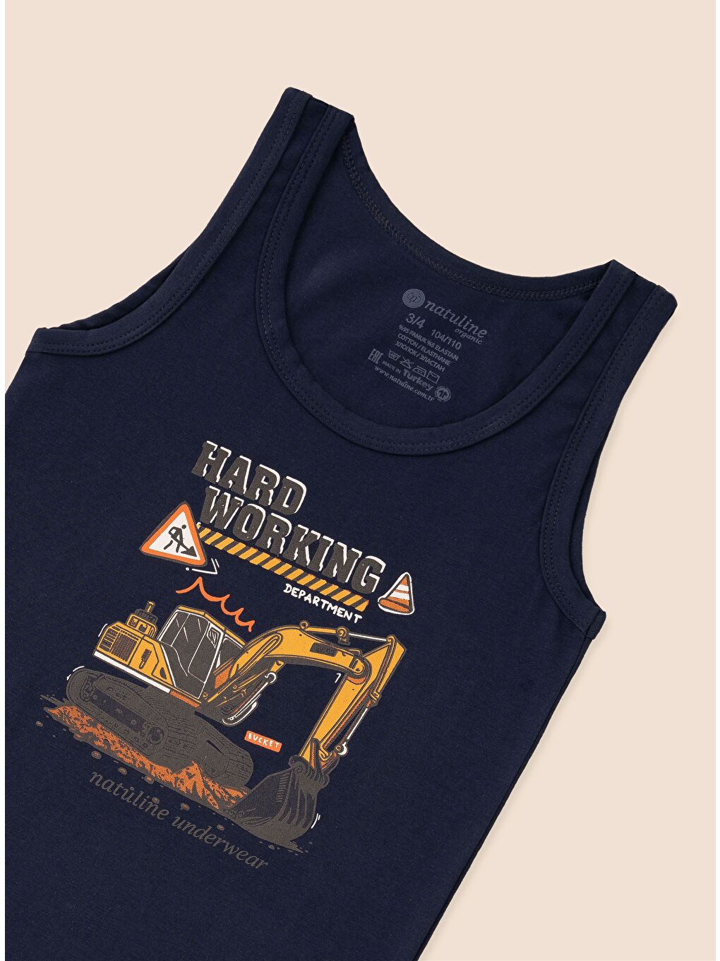 Gri Erkek Çocuk Organik Pamuklu Elastanlı Atlet Hard Working 3 lü Paket-7