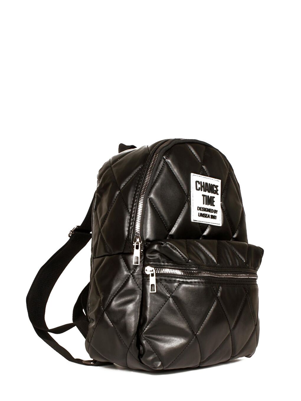 Siyah Kadın Saten Kapitone Şişme Model Çift Bölmeli Okul ve Günlük Sırt Çantası (10544)