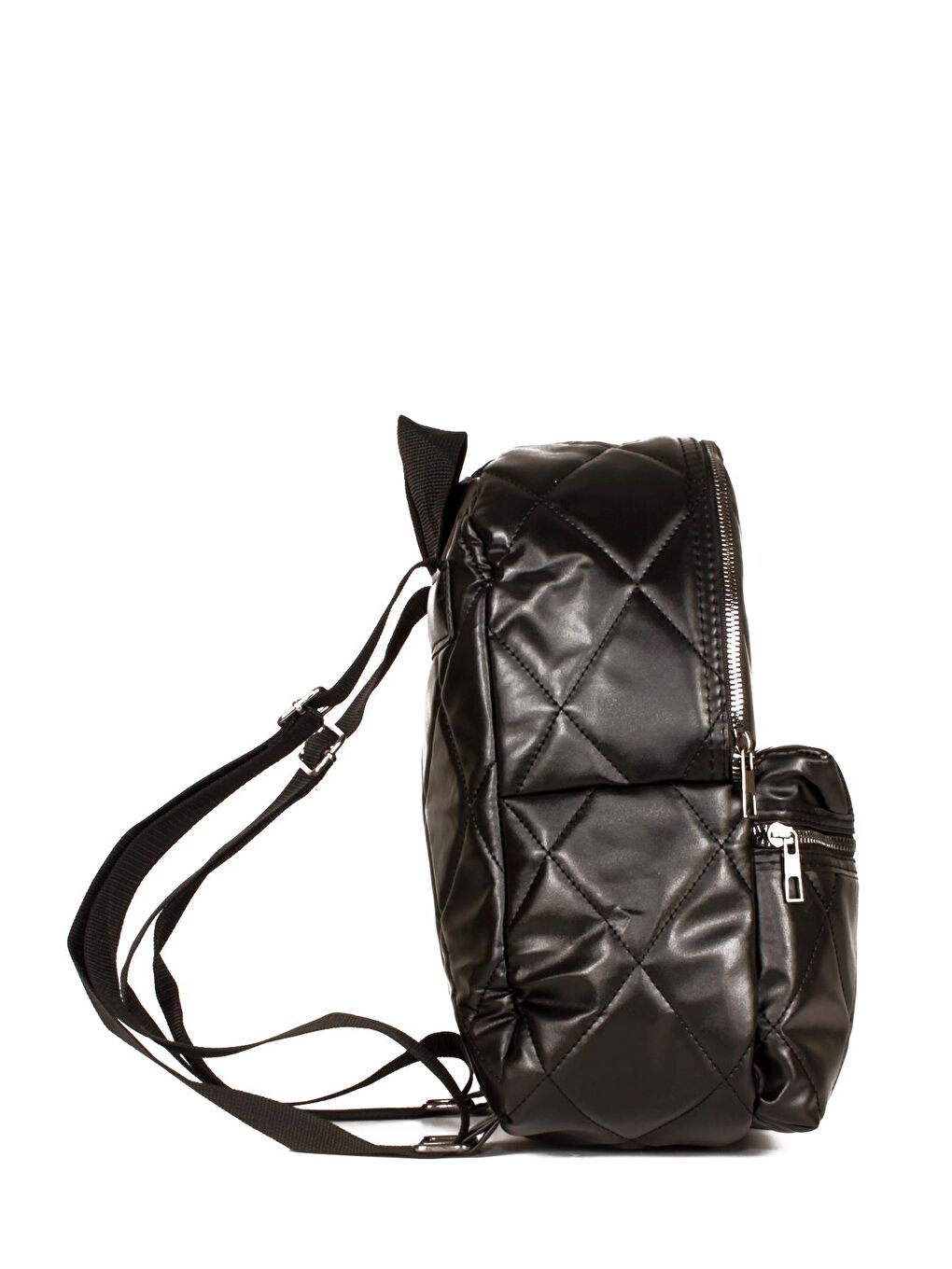 Siyah Kadın Saten Kapitone Şişme Model Çift Bölmeli Okul ve Günlük Sırt Çantası (10544)-1