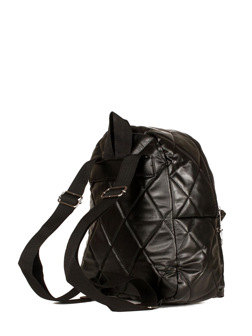 Siyah Kadın Saten Kapitone Şişme Model Çift Bölmeli Okul ve Günlük Sırt Çantası (10544)-2