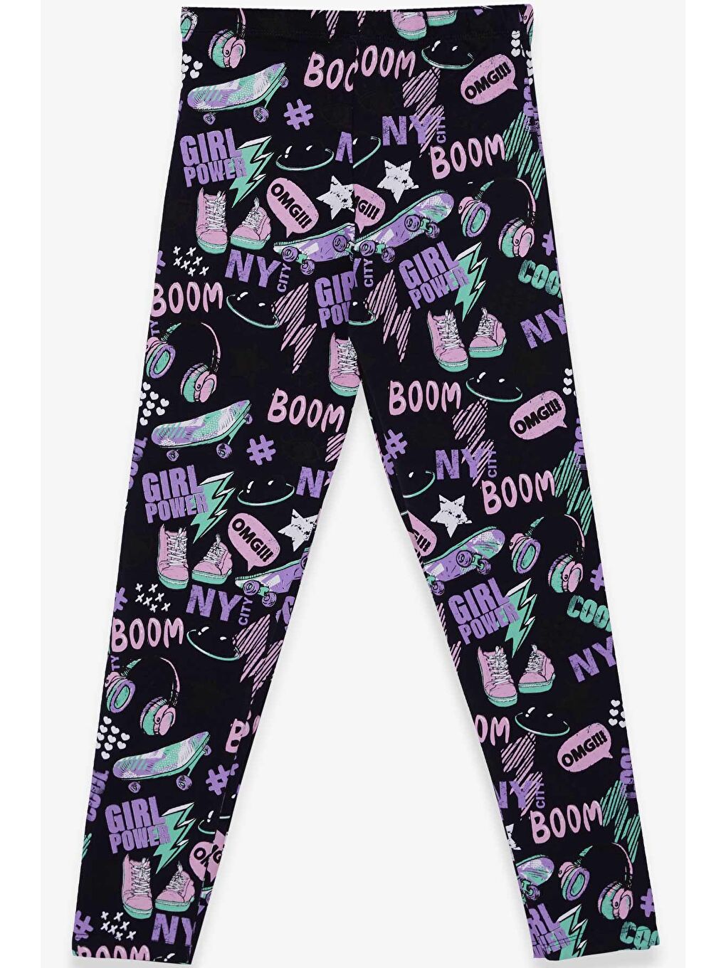 Kız Çocuk Tayt Çılgın Kız Temalı Lacivert (14 Yaş)-1