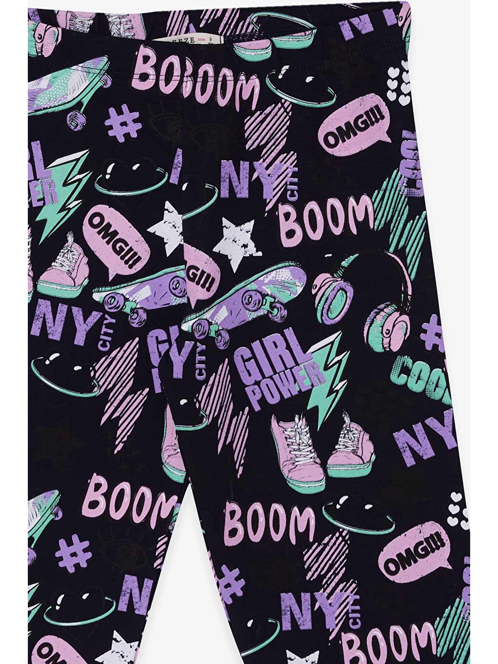 Kız Çocuk Tayt Çılgın Kız Temalı Lacivert (14 Yaş)-2