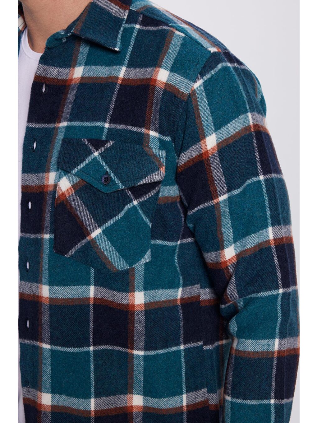 Karışık Erkek Regular Fit Klasik Kesim Oduncu Kapaklı Tek Cep Kışlık Gömlek-3