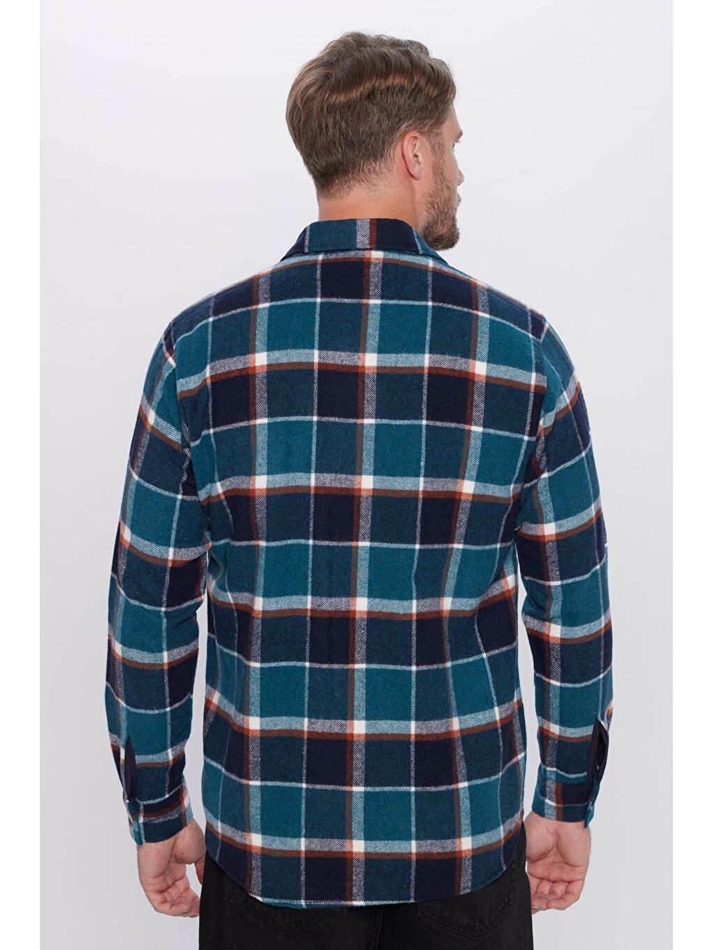 Karışık Erkek Regular Fit Klasik Kesim Oduncu Kapaklı Tek Cep Kışlık Gömlek-4