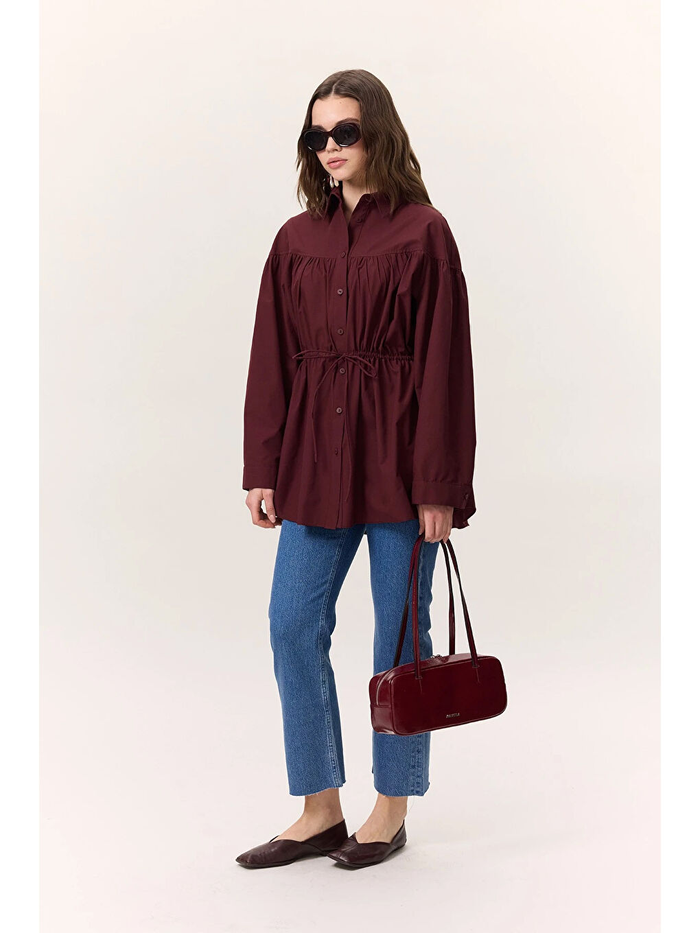 French Baget Çanta Bordo-1