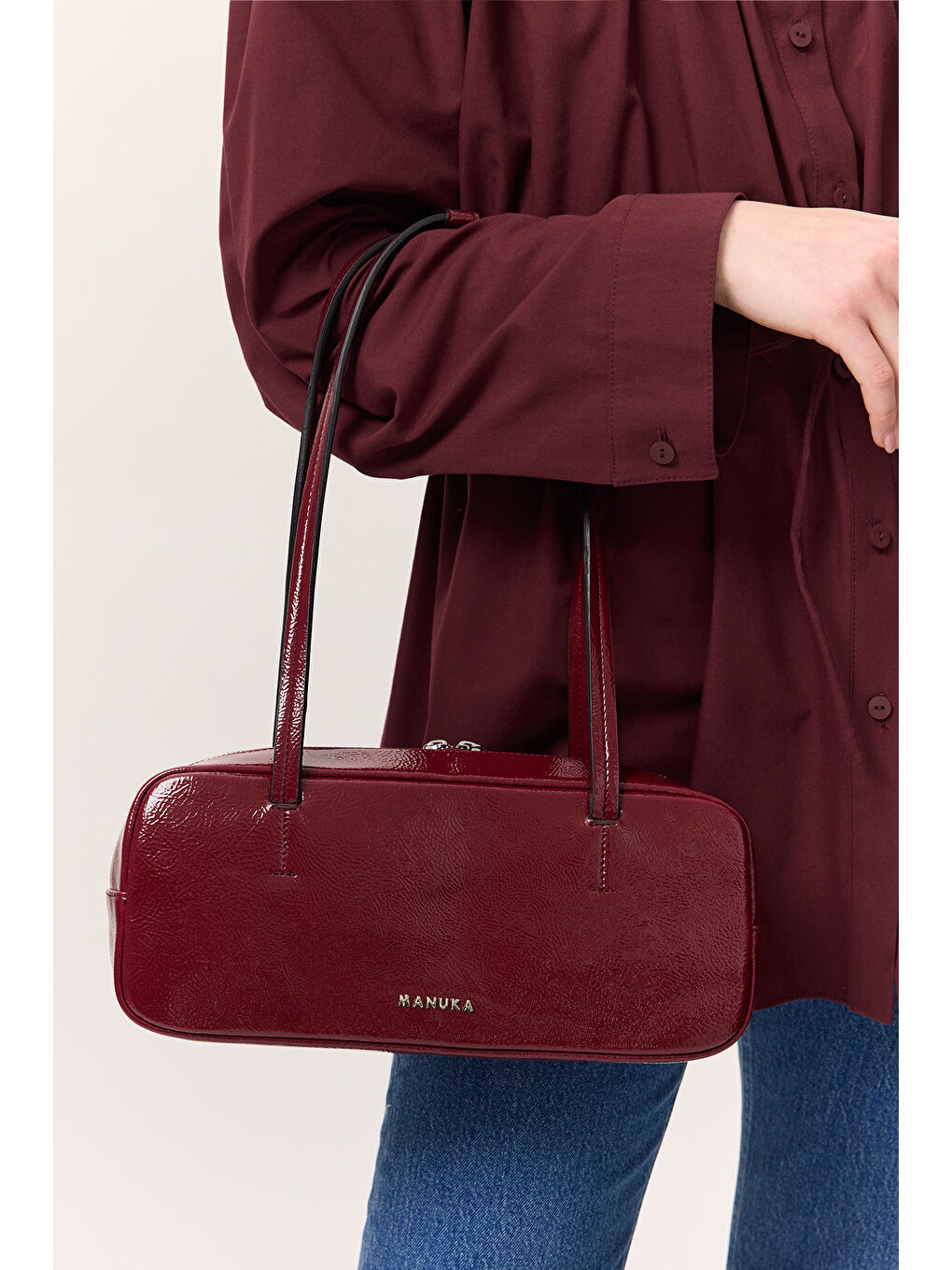 French Baget Çanta Bordo-2