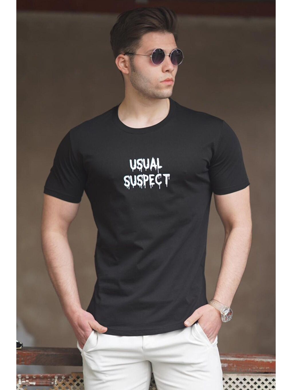 Siyah Erkek Baskılı Tişört 5275