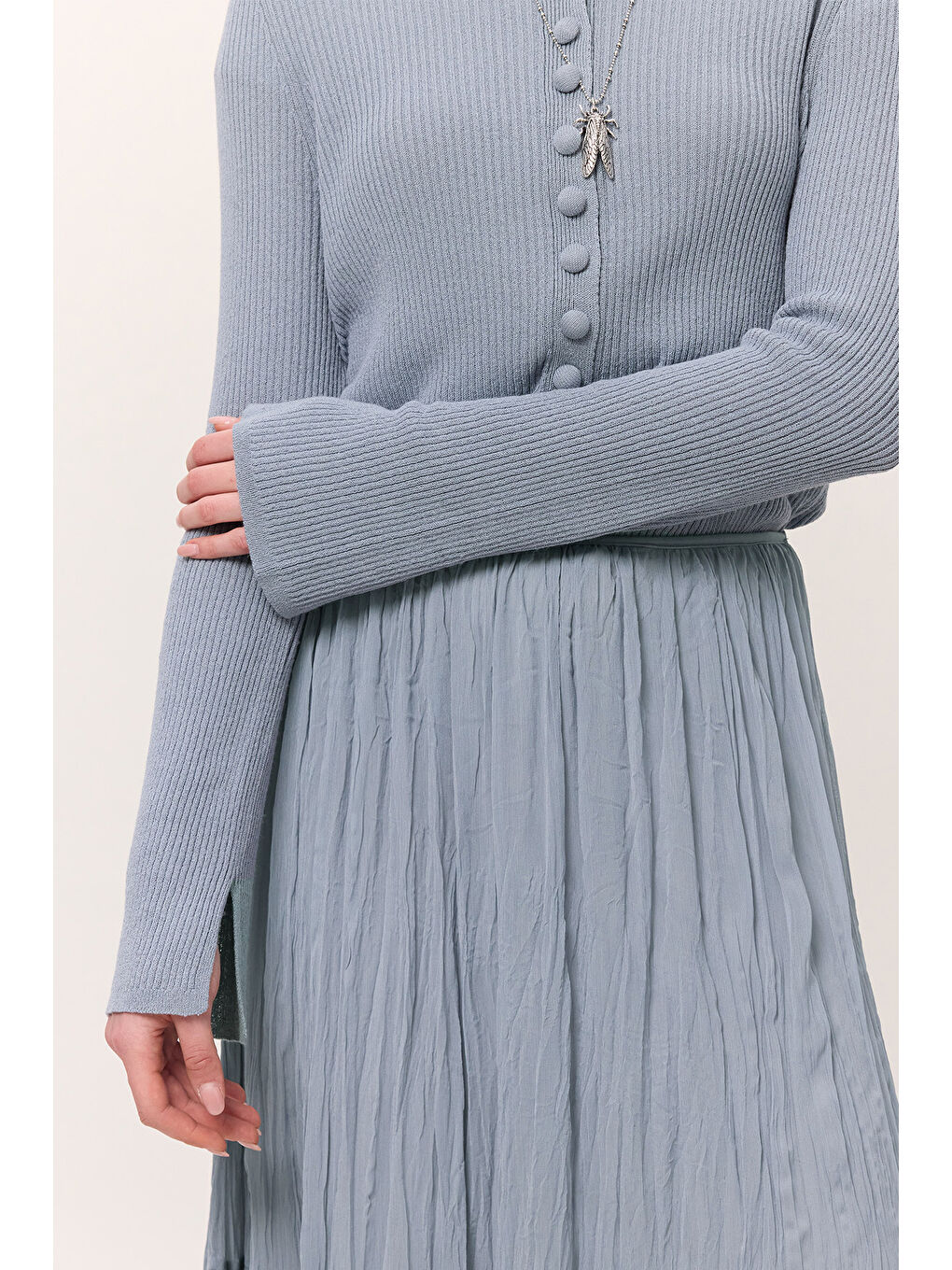 Crush Piliseli Uzun Etek Mavi-3