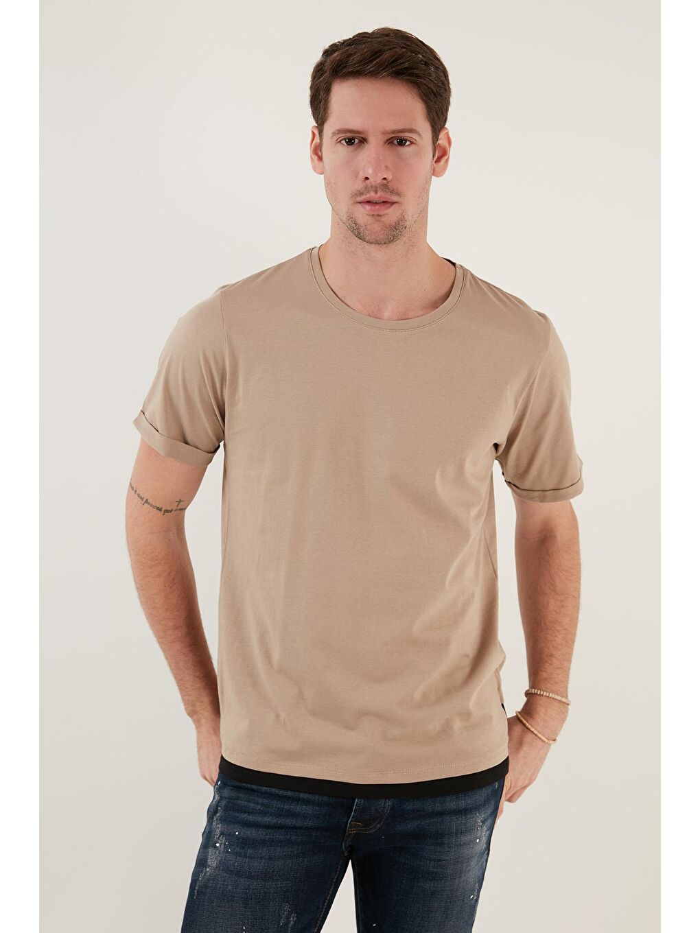 Buratti Kahverengi % 100 Pamuk Regular Fit Bisiklet Yaka T Shirt 5902515 - 2