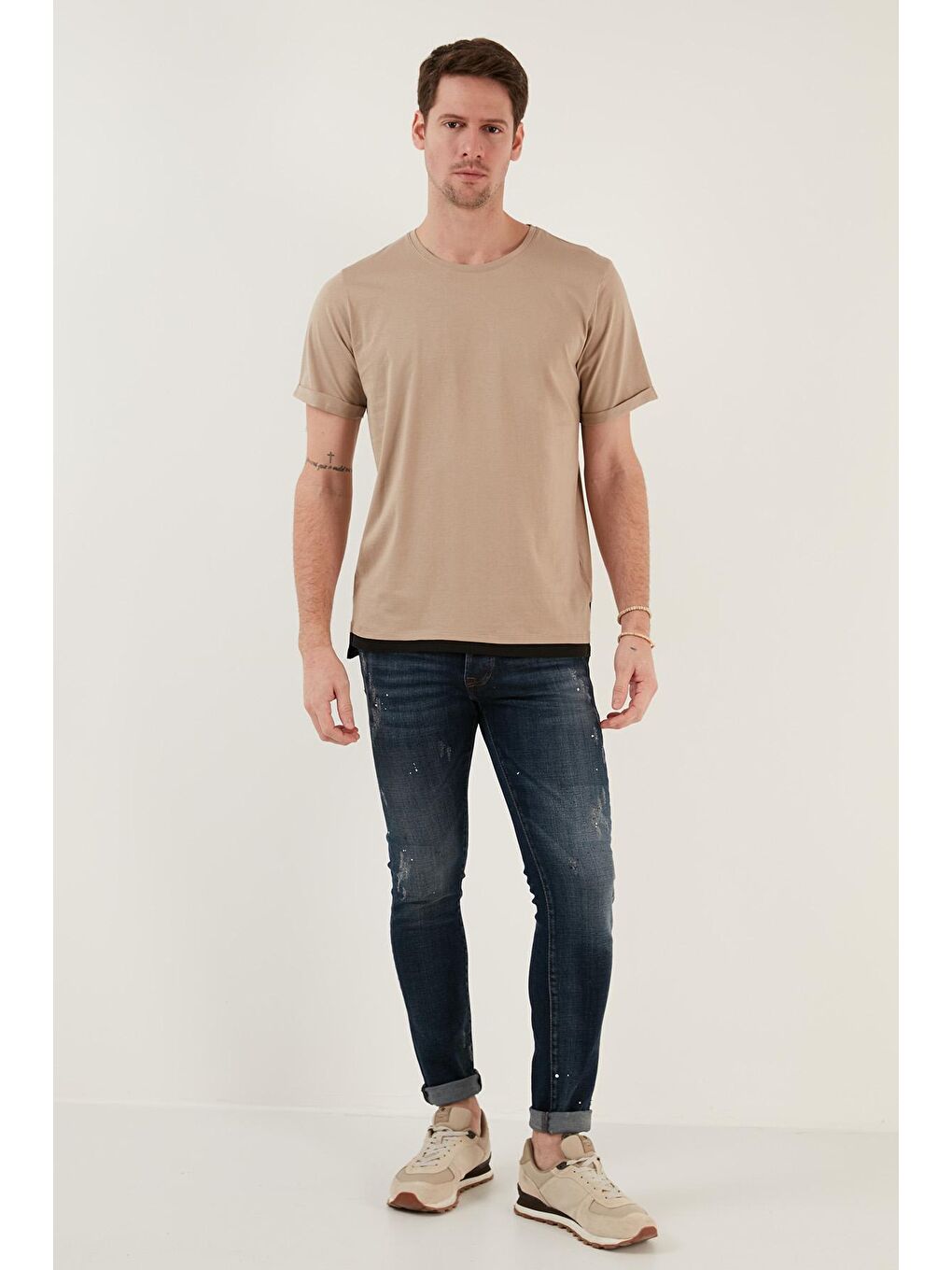 Buratti Kahverengi % 100 Pamuk Regular Fit Bisiklet Yaka T Shirt 5902515 - 3