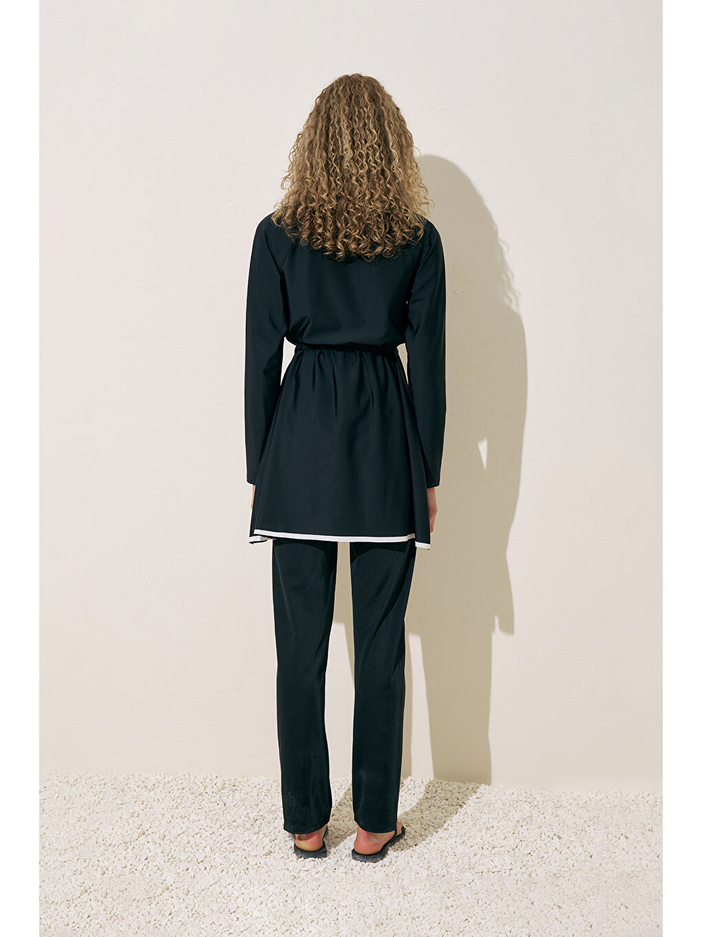 Fermuarlı Tesettür Elbise Mayo Siyah-5