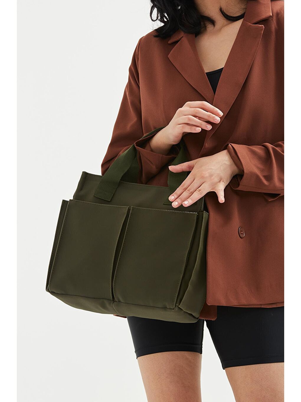 Çok Gözlü Shopper Venedik Kadın Çapraz Çanta Haki-1