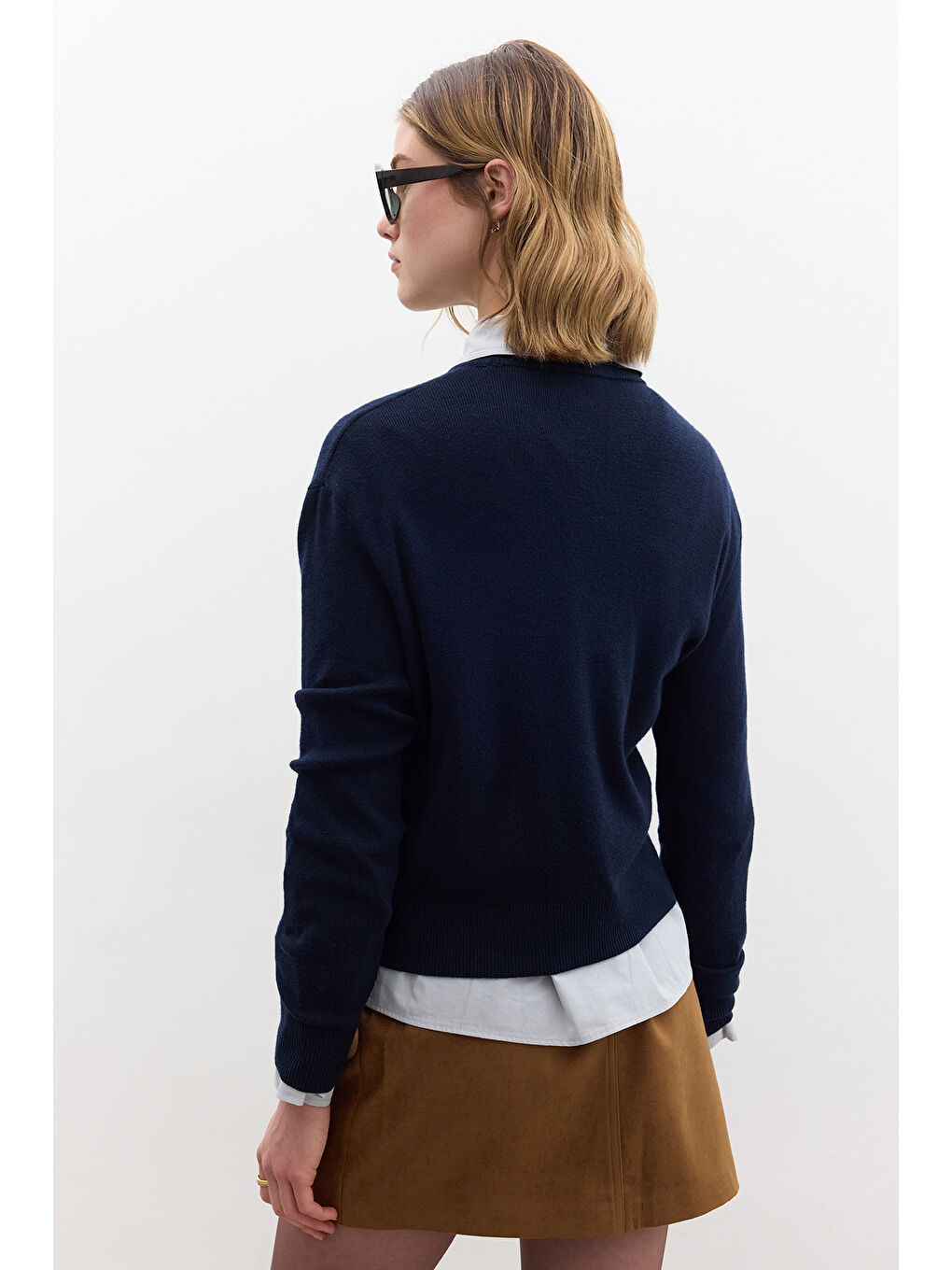 Yumuşak Dokulu Triko Kazak Lacivert-5