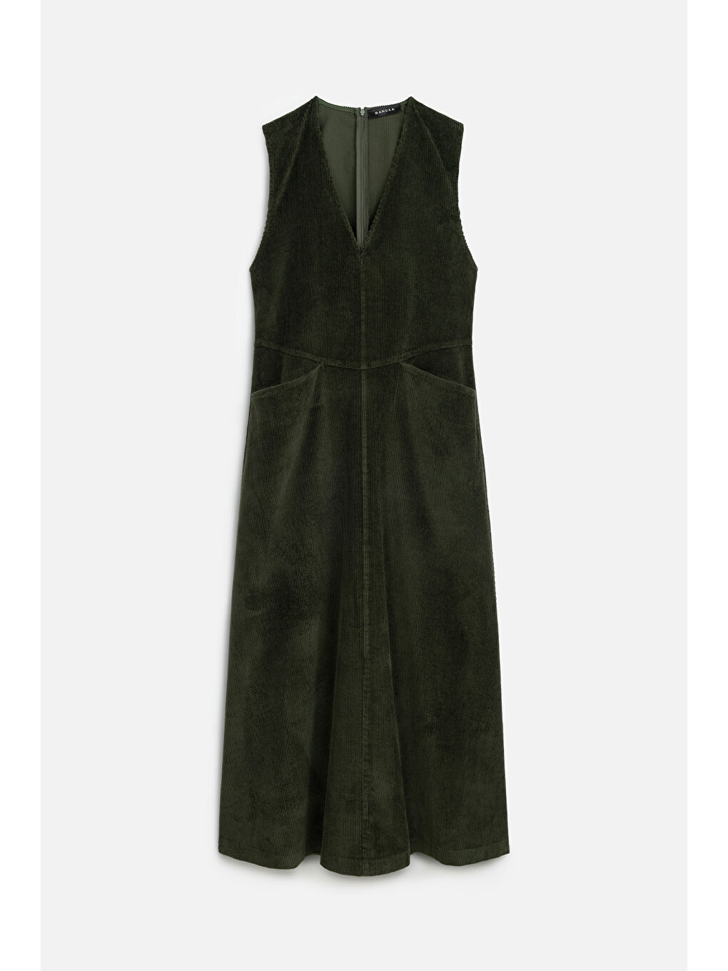 Fitilli Kadife Jile Elbise Haki-1