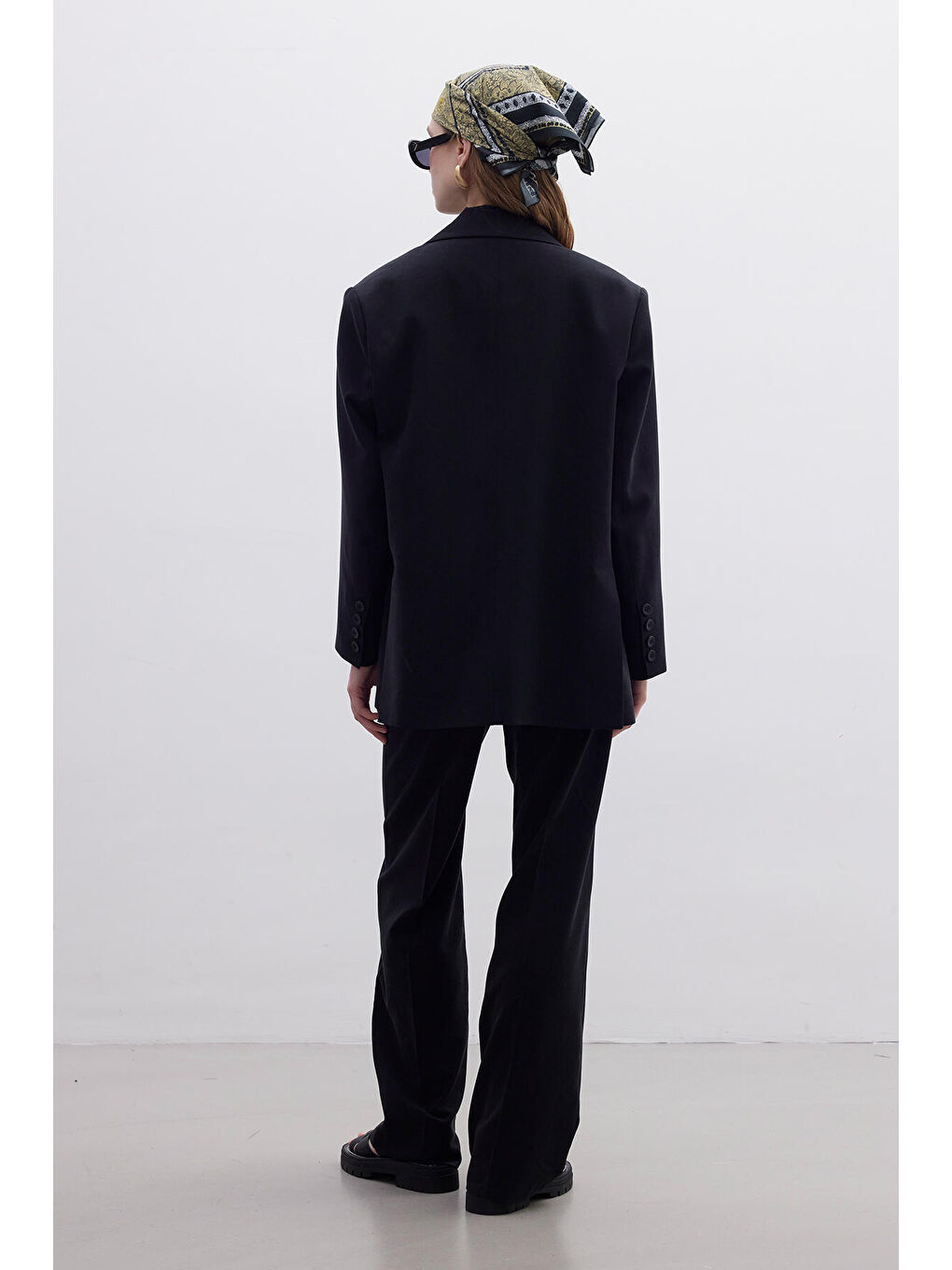 Oversize Naturel Blazer Ceket Siyah-5