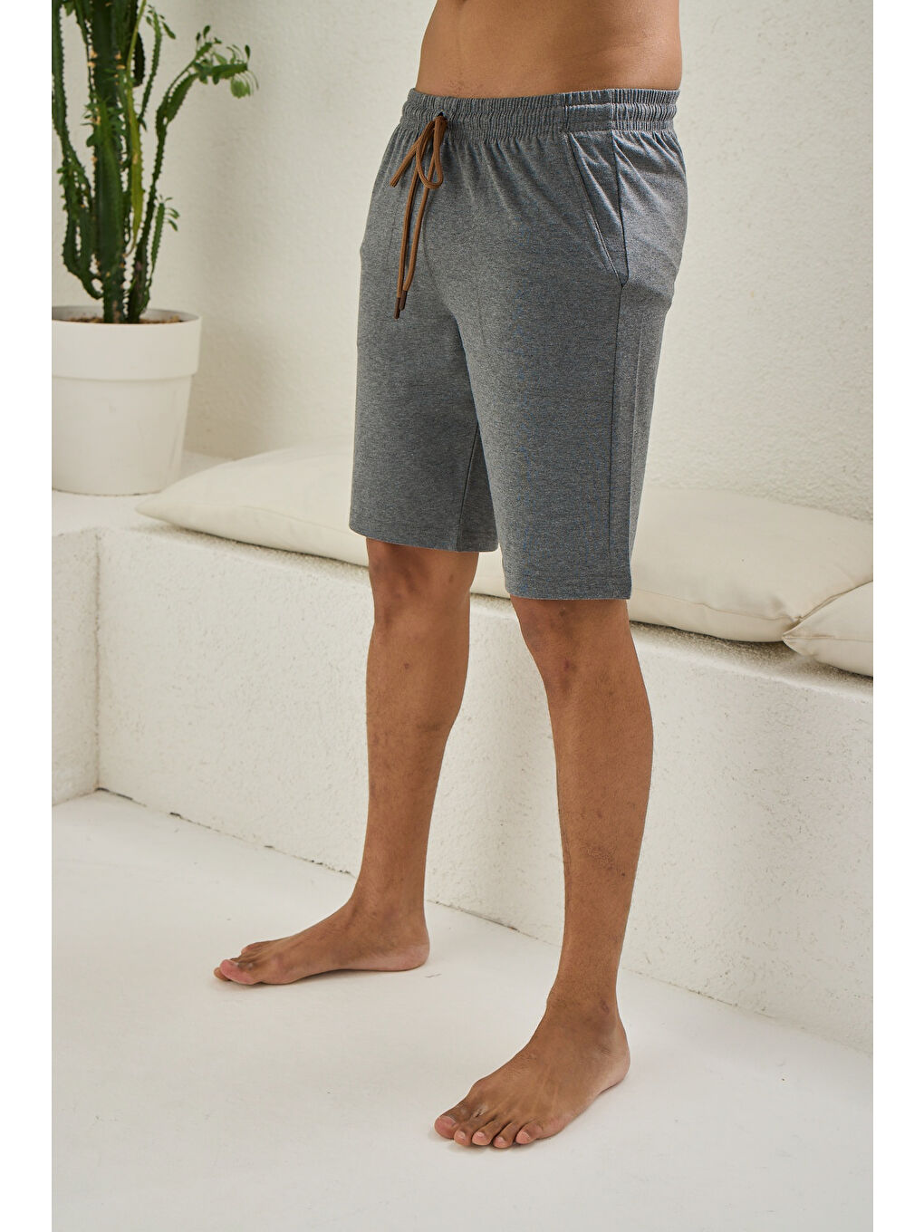 Antrasit Erkek %100 Organik Pamuk Cepli Yüksek Kaliteli Battal Şort-1