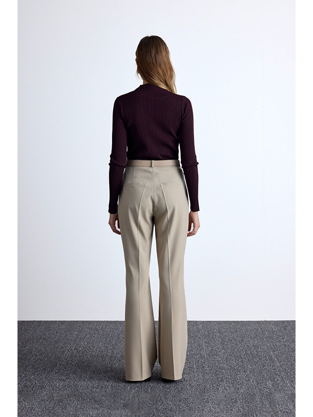 Kırmızı Yüksek Yaka Triko Bluz Vişne-4