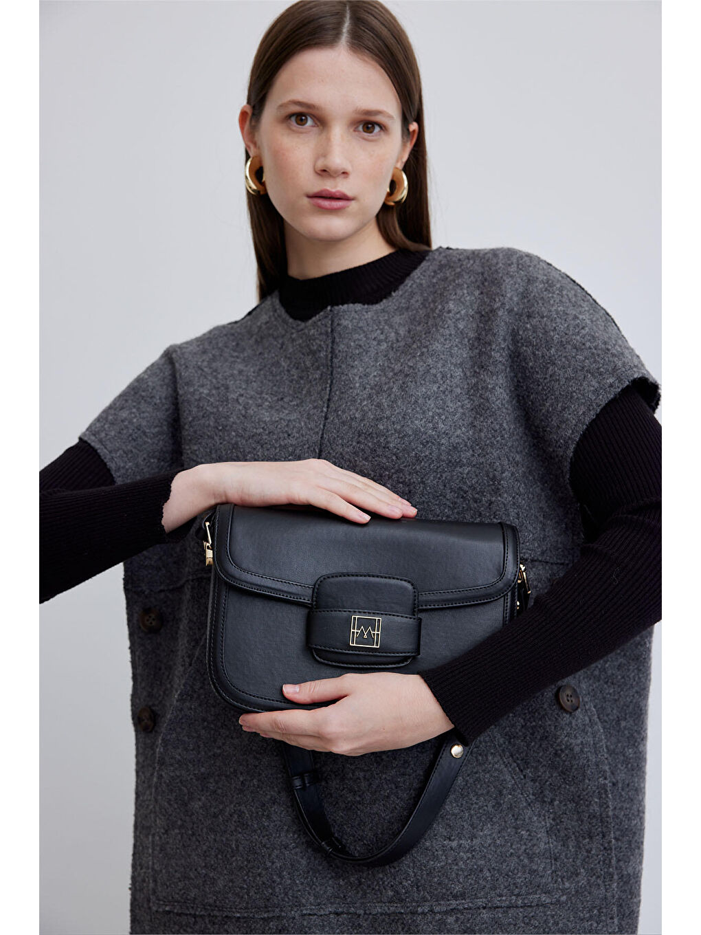 Premıum Kapaklı Çanta Siyah