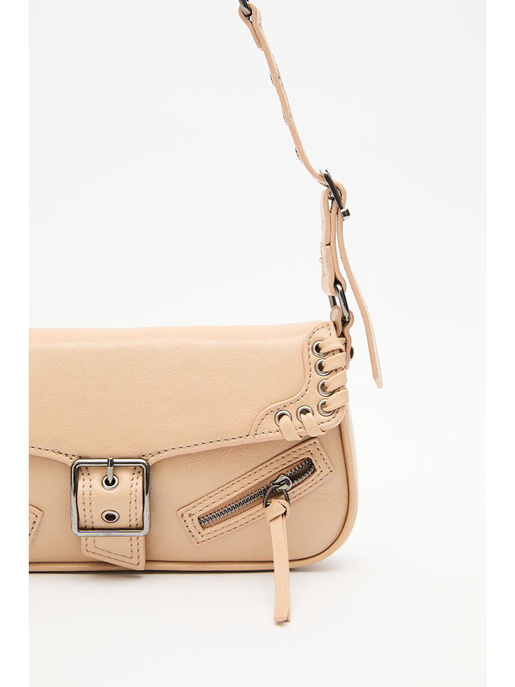 Bej Toka Detaylı Omuz Çantası Nude-5