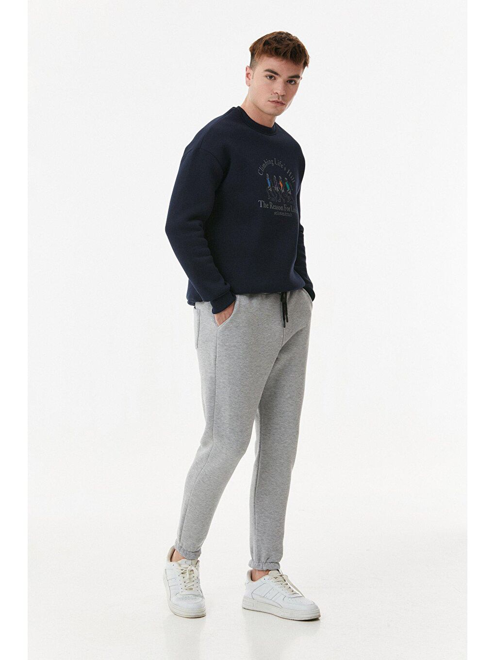 Gri Beli Bağcıklı Jogger Eşofman Altı-1