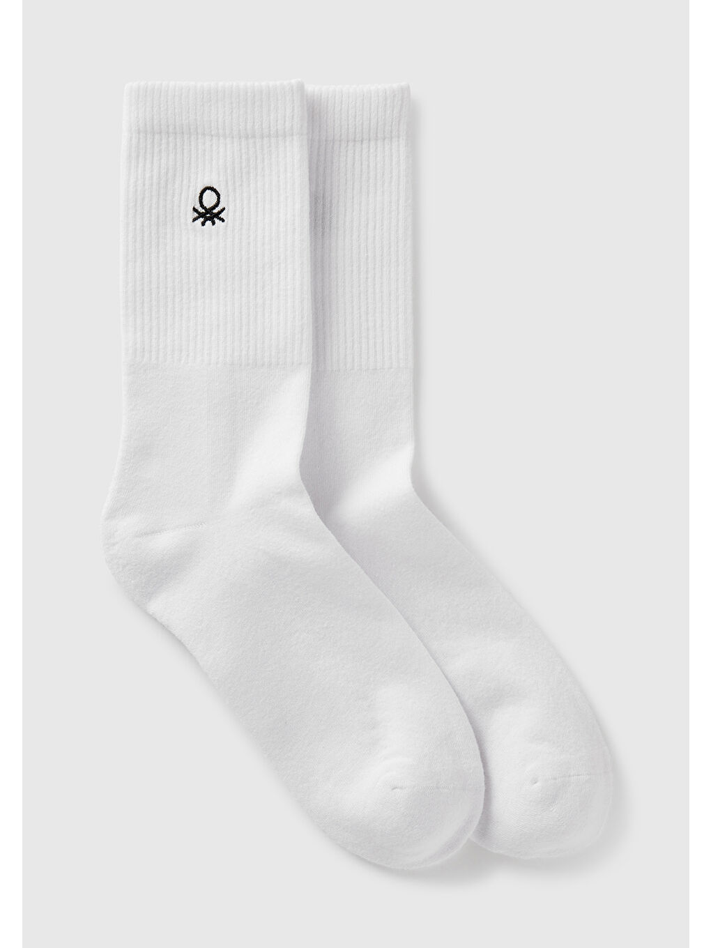 Unisex Beyaz Benetton Logolu Soket Çorap