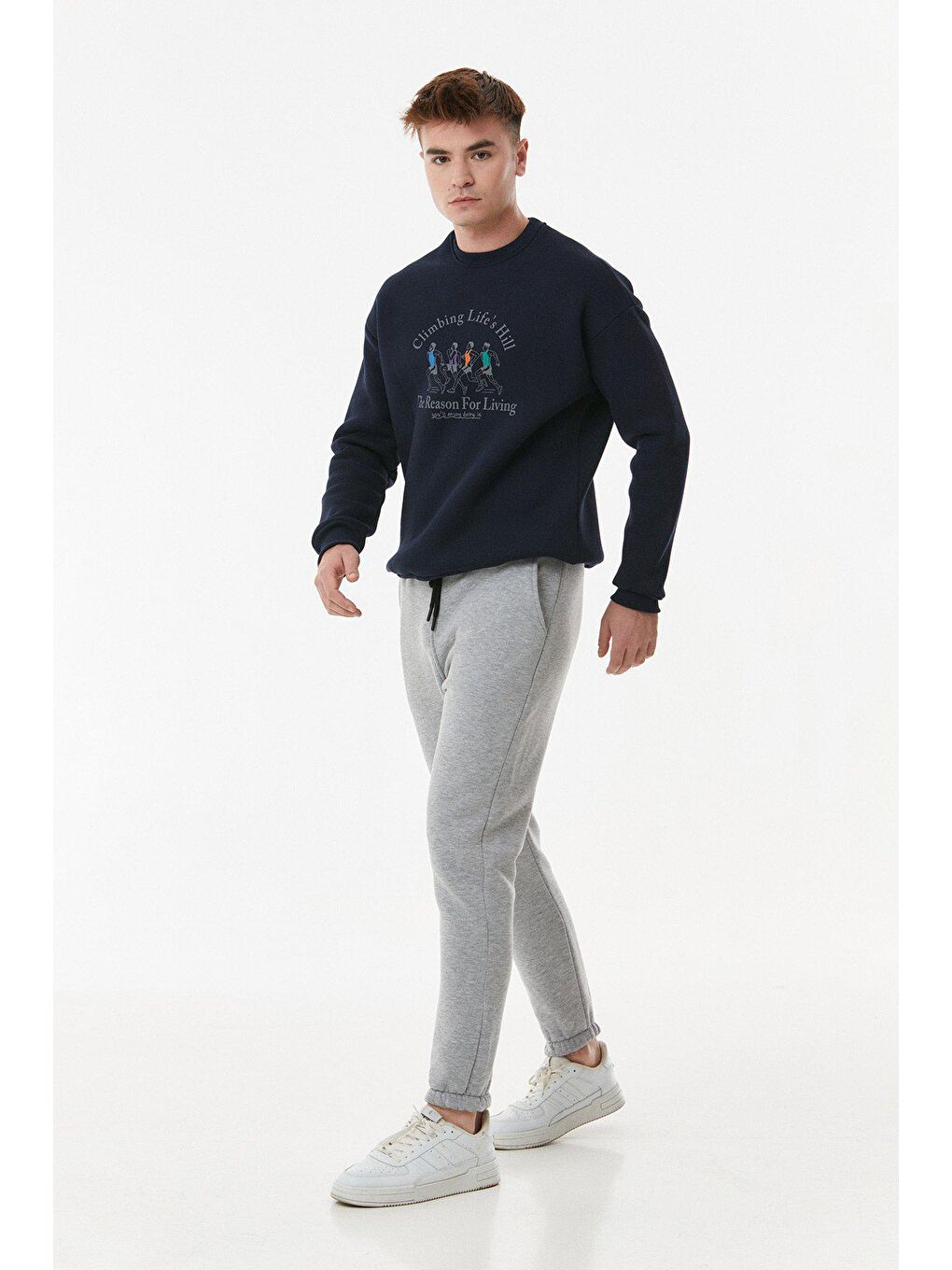 Gri Beli Bağcıklı Jogger Eşofman Altı-4