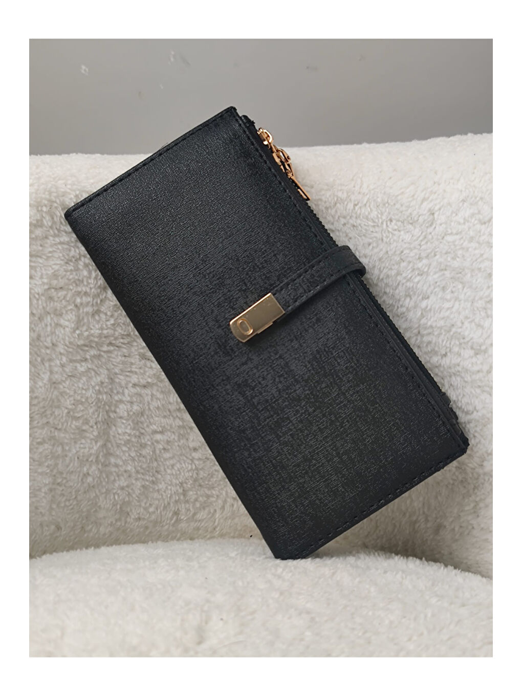 Siyah PERFECT Telefon ve Bozuk Para Bölmeli Zarf Model Kadın Cüzdan-4