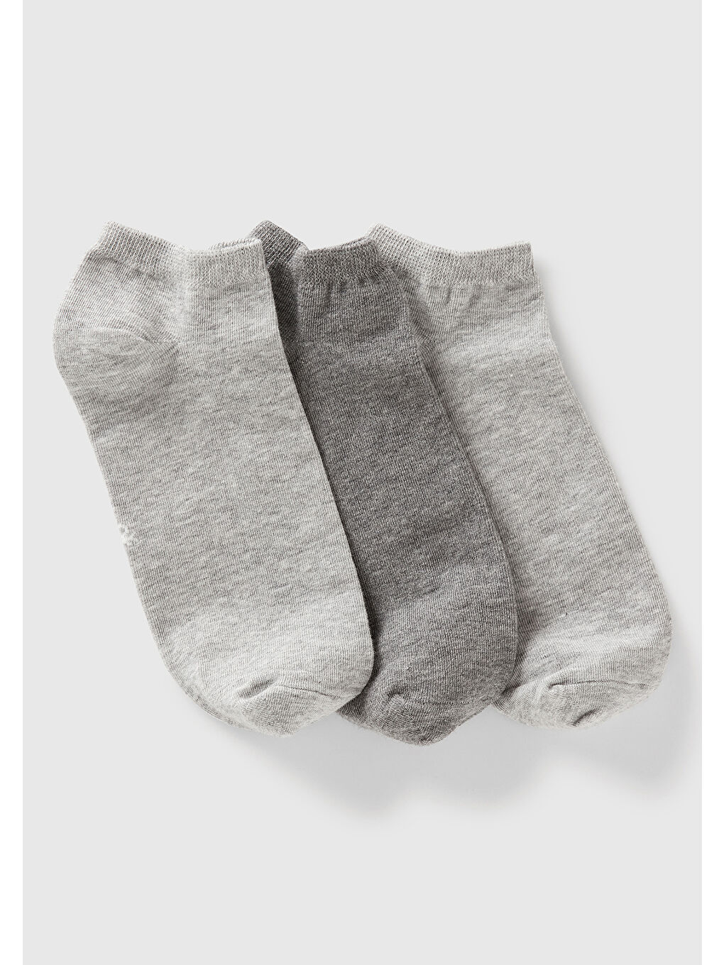 Unisex Gri 3'lü Patik Çorap