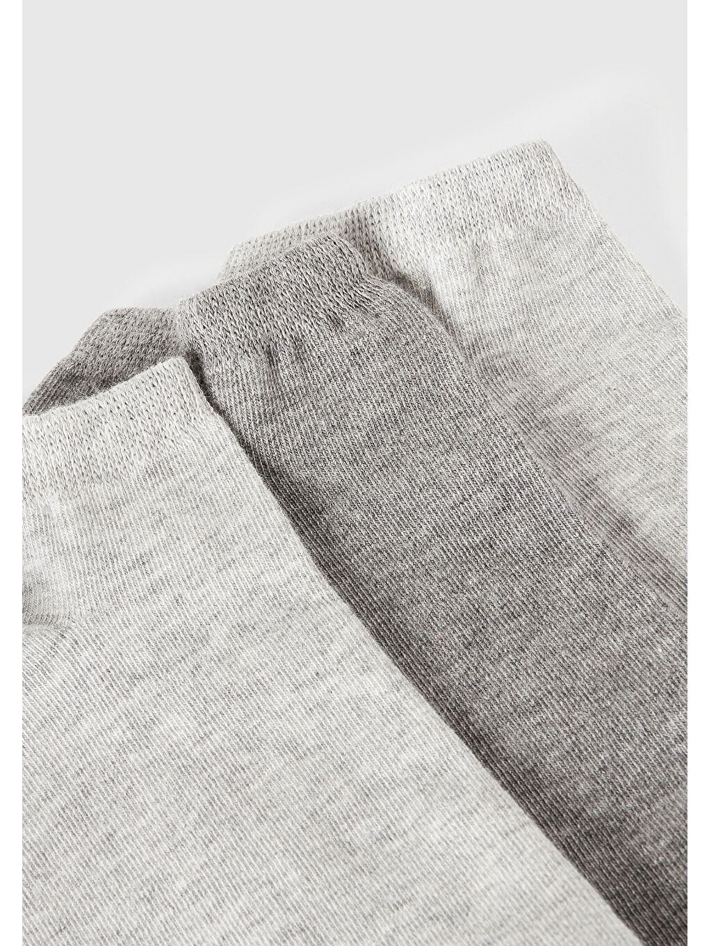 Unisex Gri 3'lü Patik Çorap-1