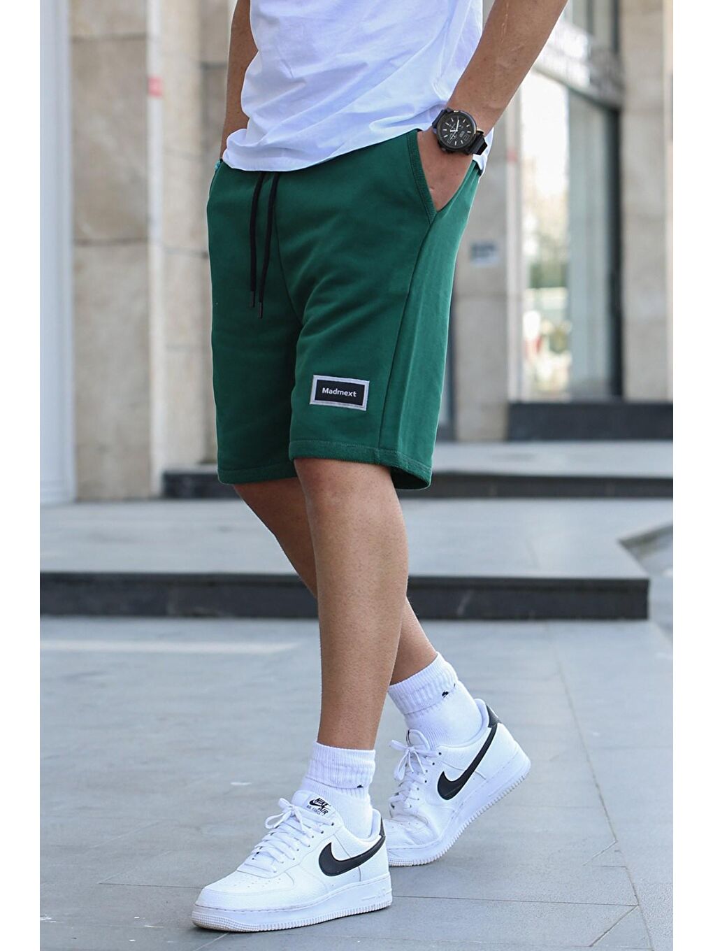 Yeşil Regular Fit Basic Erkek Kapri Şort