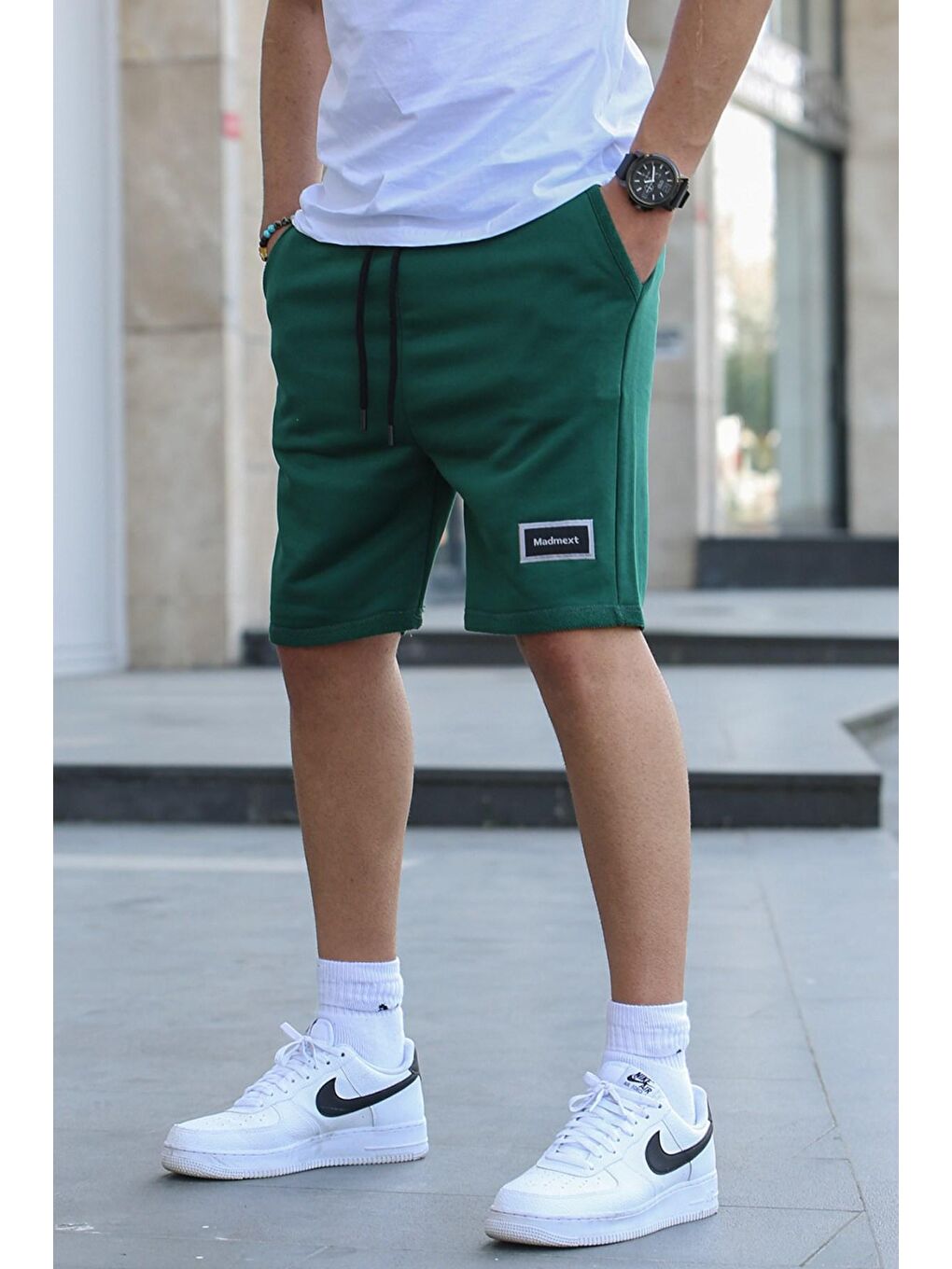 Yeşil Regular Fit Basic Erkek Kapri Şort-1