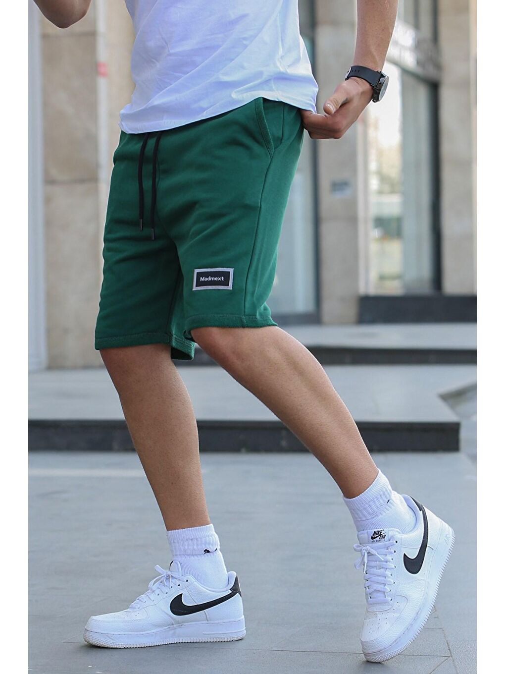 Yeşil Regular Fit Basic Erkek Kapri Şort-2