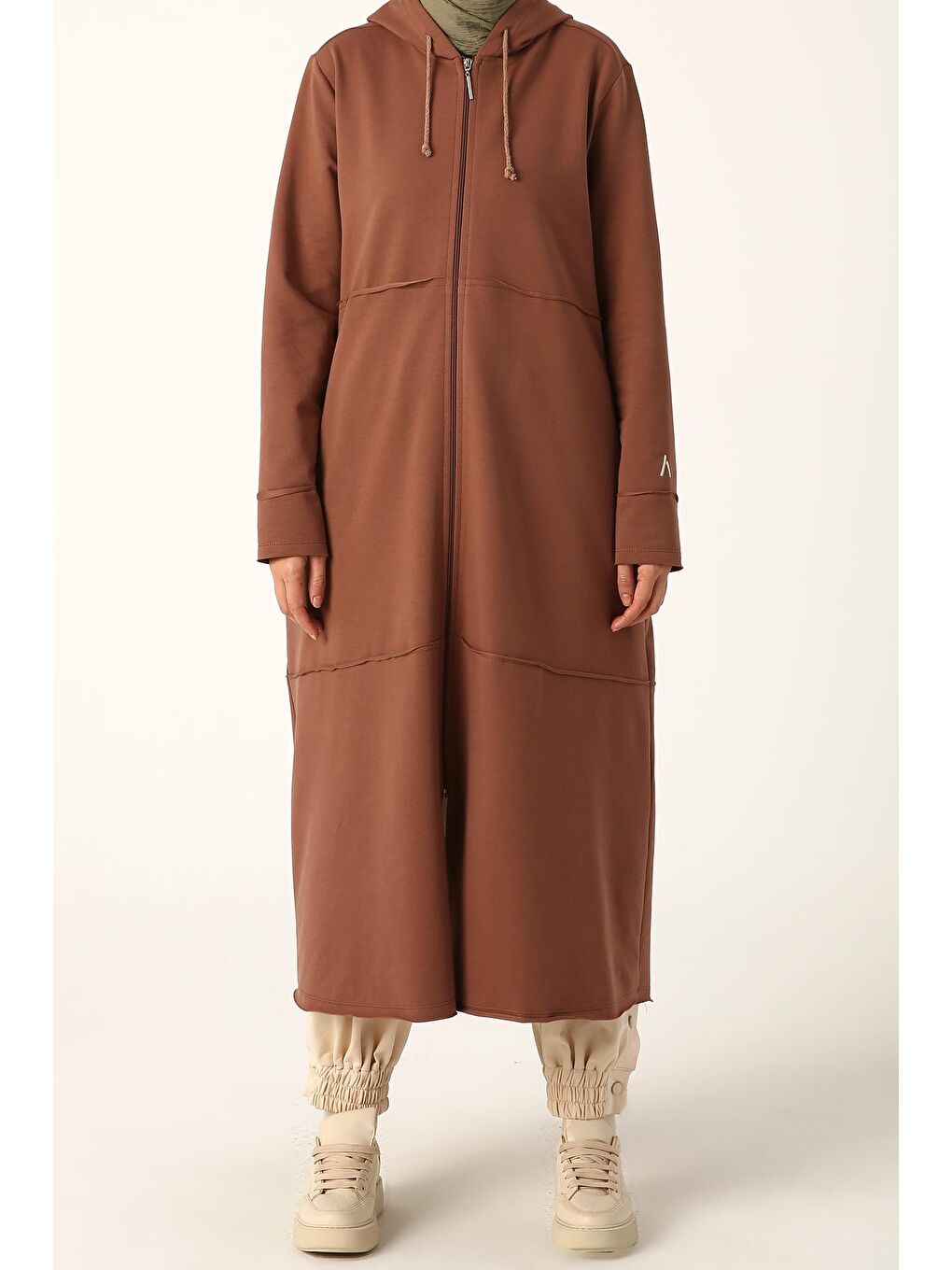 Kahverengi Sıcak Kahve Büyük Beden Penye Hırka-1