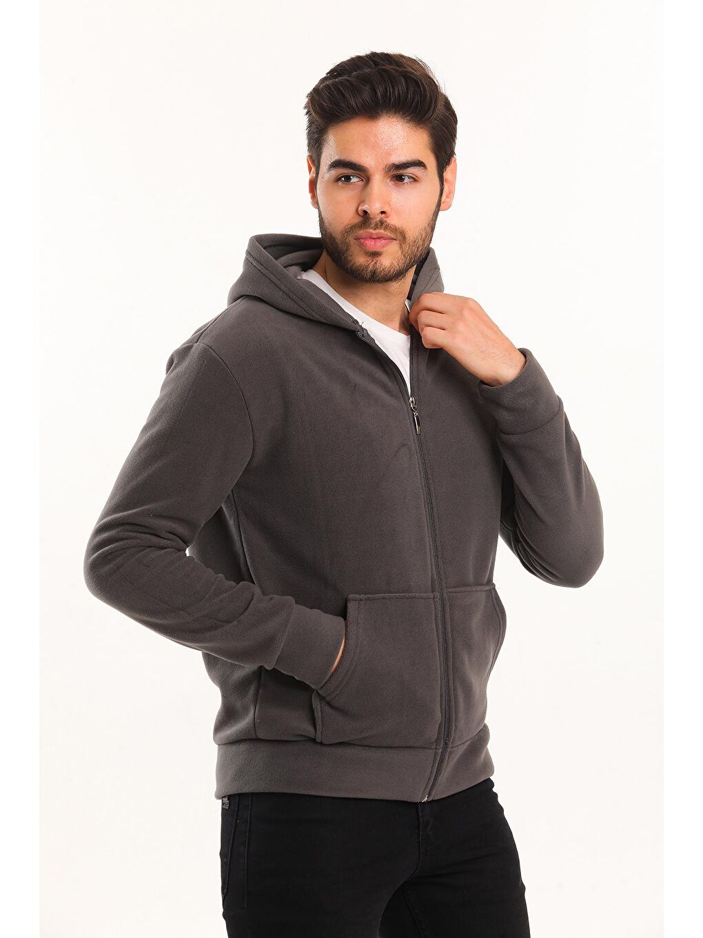 SAMSON Erkek Fermuarlı Sweatshirt Koyu Gri-1