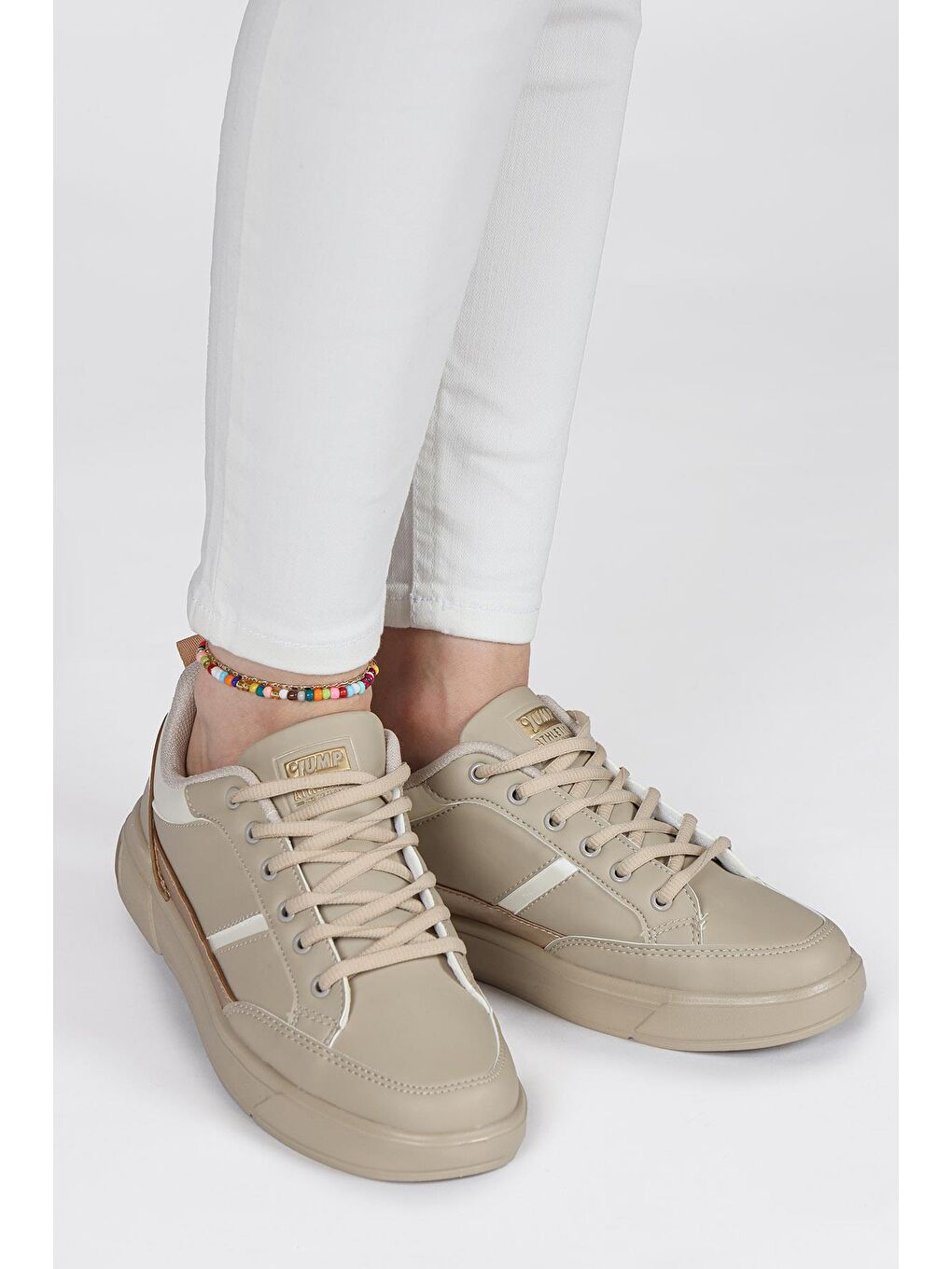 27792 Bej Kadın Sneaker Günlük Spor Ayakkabı-1