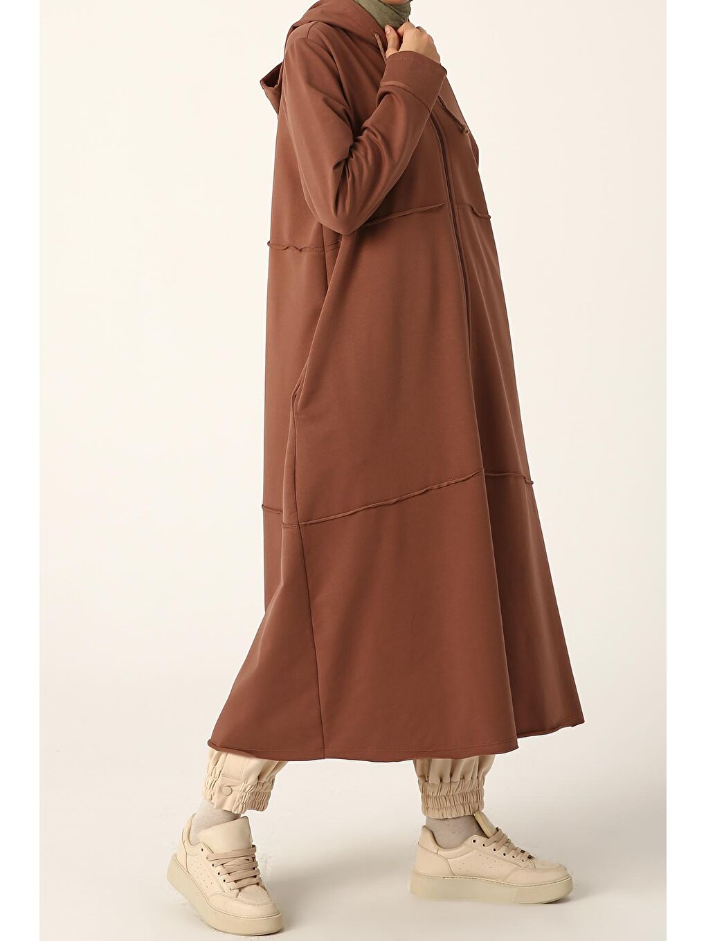 Kahverengi Sıcak Kahve Büyük Beden Penye Hırka-3