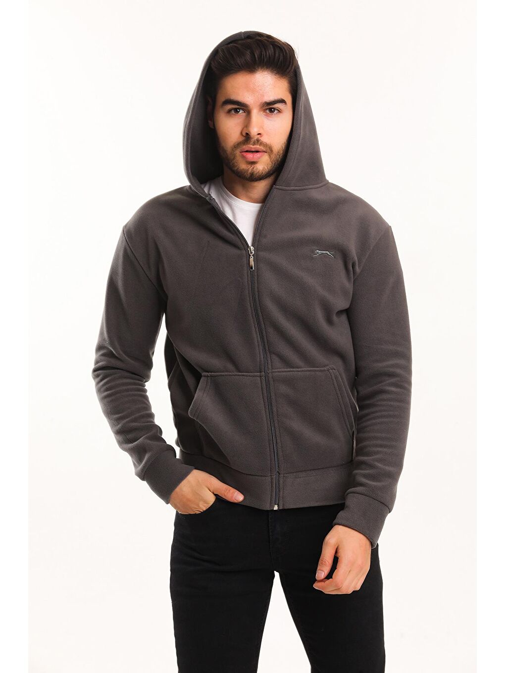 SAMSON Erkek Fermuarlı Sweatshirt Koyu Gri-3