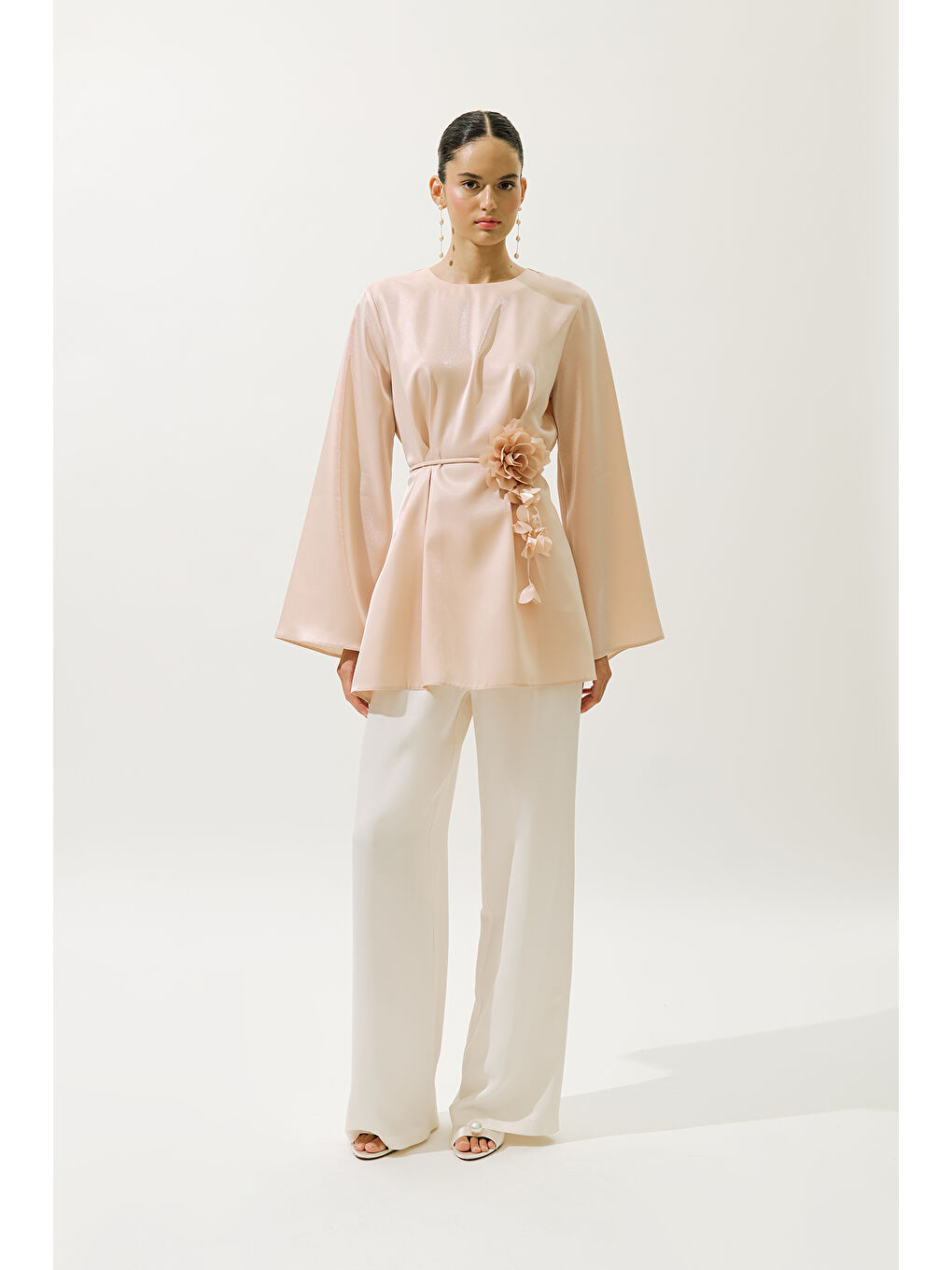 Pembe Hana Organze Bluz Pudra-2