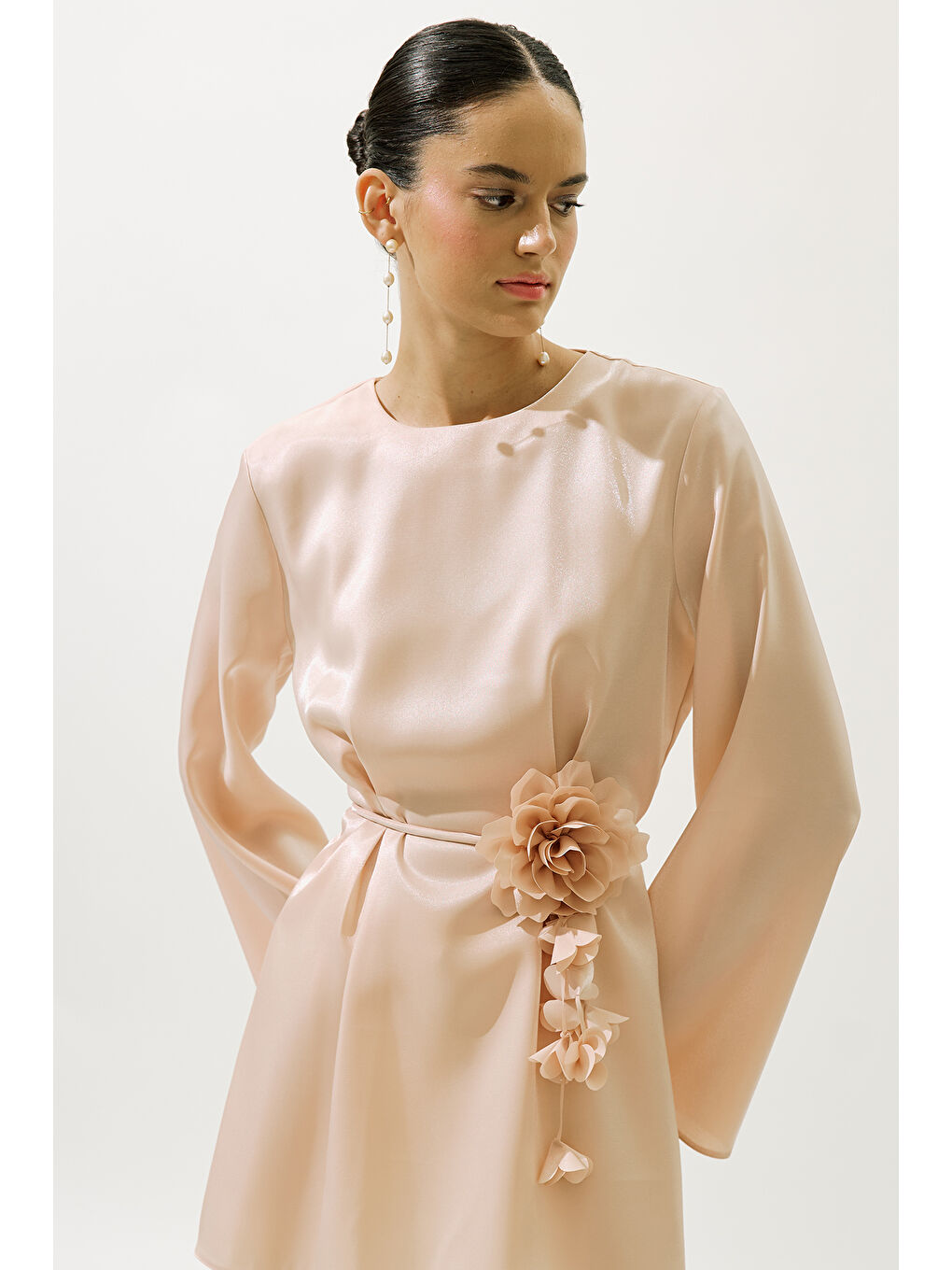 Pembe Hana Organze Bluz Pudra-3