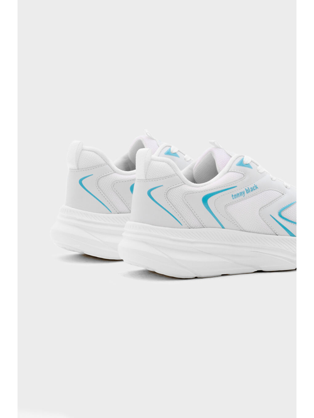 Unisex Beyaz Mavi Nefes Alabilen Kumaş Faylon Taban Bağcıklı Spor Ayakkabı-4