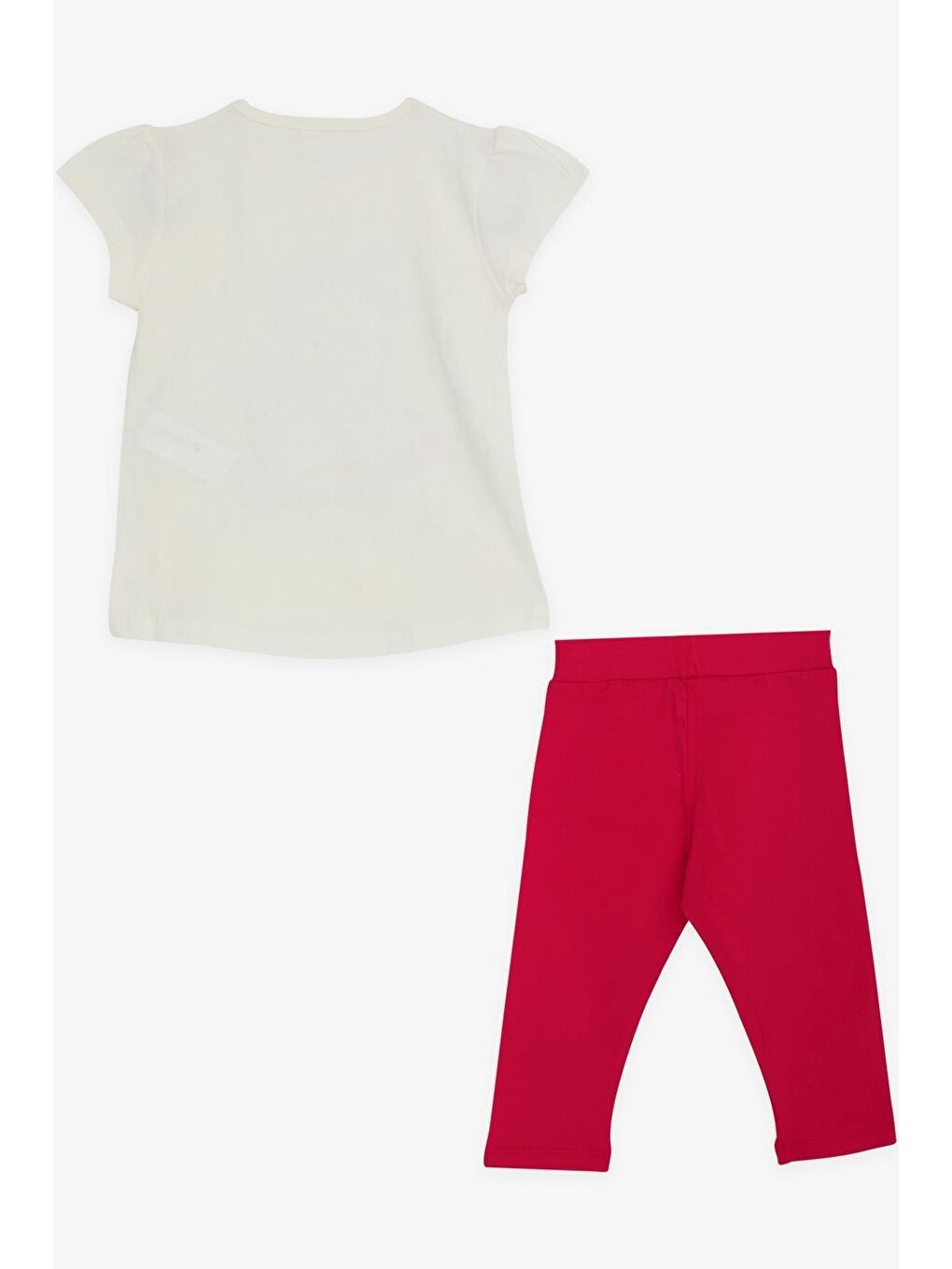 Kız Çocuk Kapri Taytlı Takım  Baskılı Ekru (1.5-5 Yaş)-3