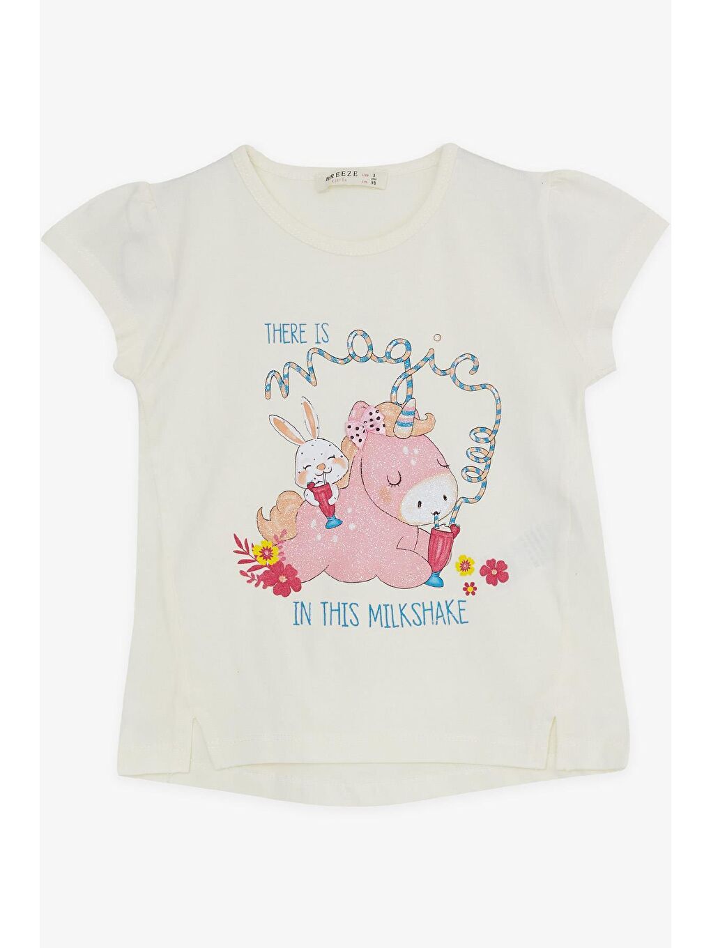 Kız Çocuk Kapri Taytlı Takım  Baskılı Ekru (1.5-5 Yaş)-2