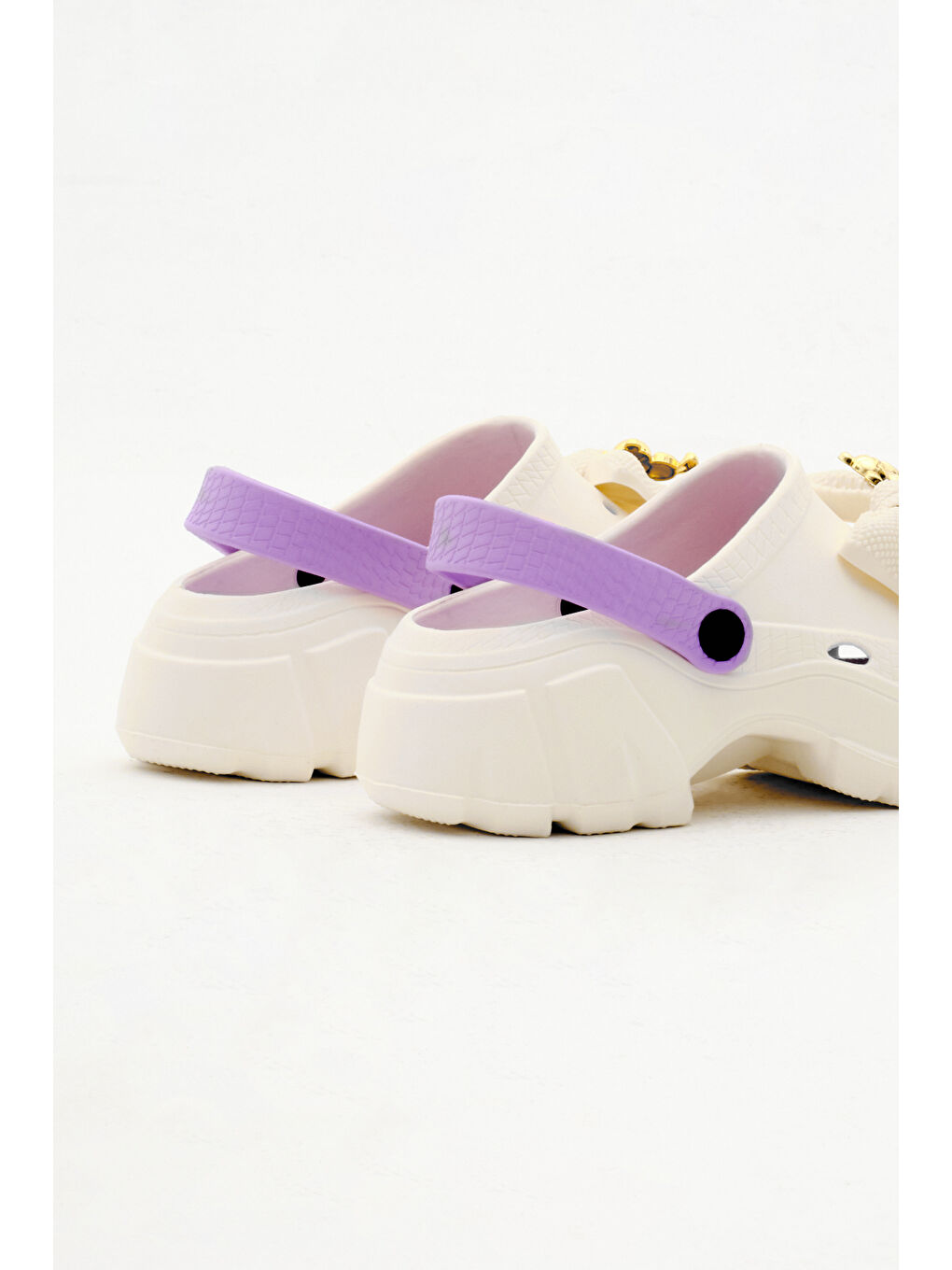 Kadın Bej Lila Çıkartılabilir Taban Fiyonk Tokalı Yüksek Taban Eva Sandalet-4