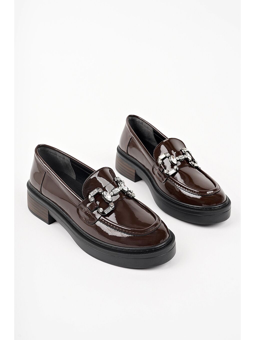 Bordo CARMENTA Kadın Loafer Kalın Taban Tokalı Günlük Casual Makosen Ayakkabı-1