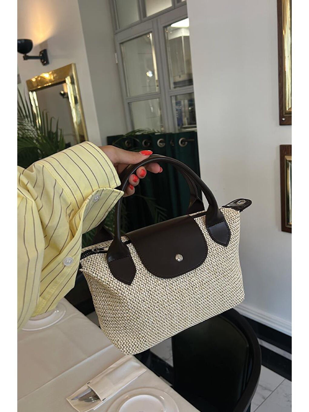 Tiger Hasır Small Omuz Çantası Kahverengi-5