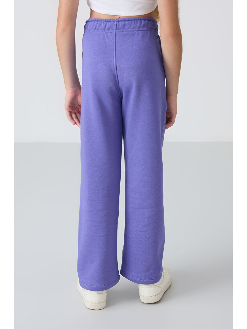 Mavi Eflatun Pamuklu İçi Tüylü Yumuşak Dokulu Standart Fit Nakışlı Kız Çocuk Eşofman Alt - 75146-8